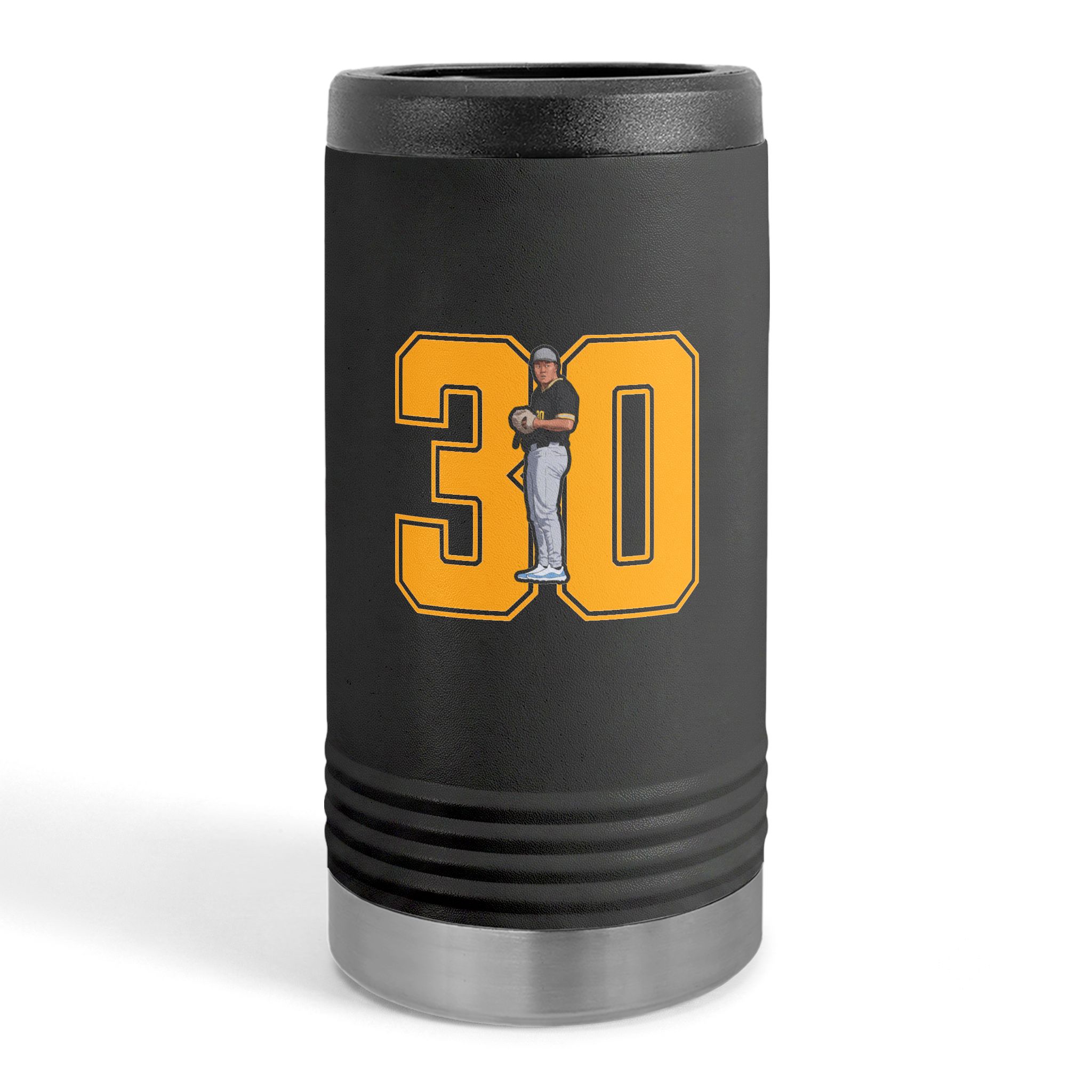Slim Stainless Can Cooler — character_number in Black