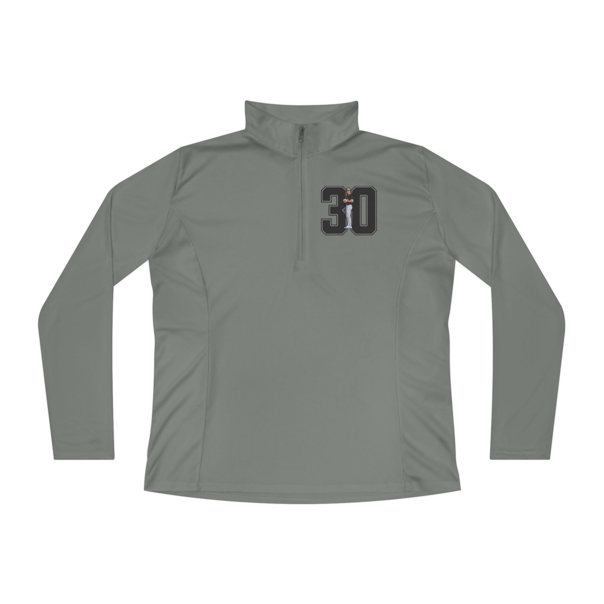 Women's Q-Zip Pullover — character_number in Grey