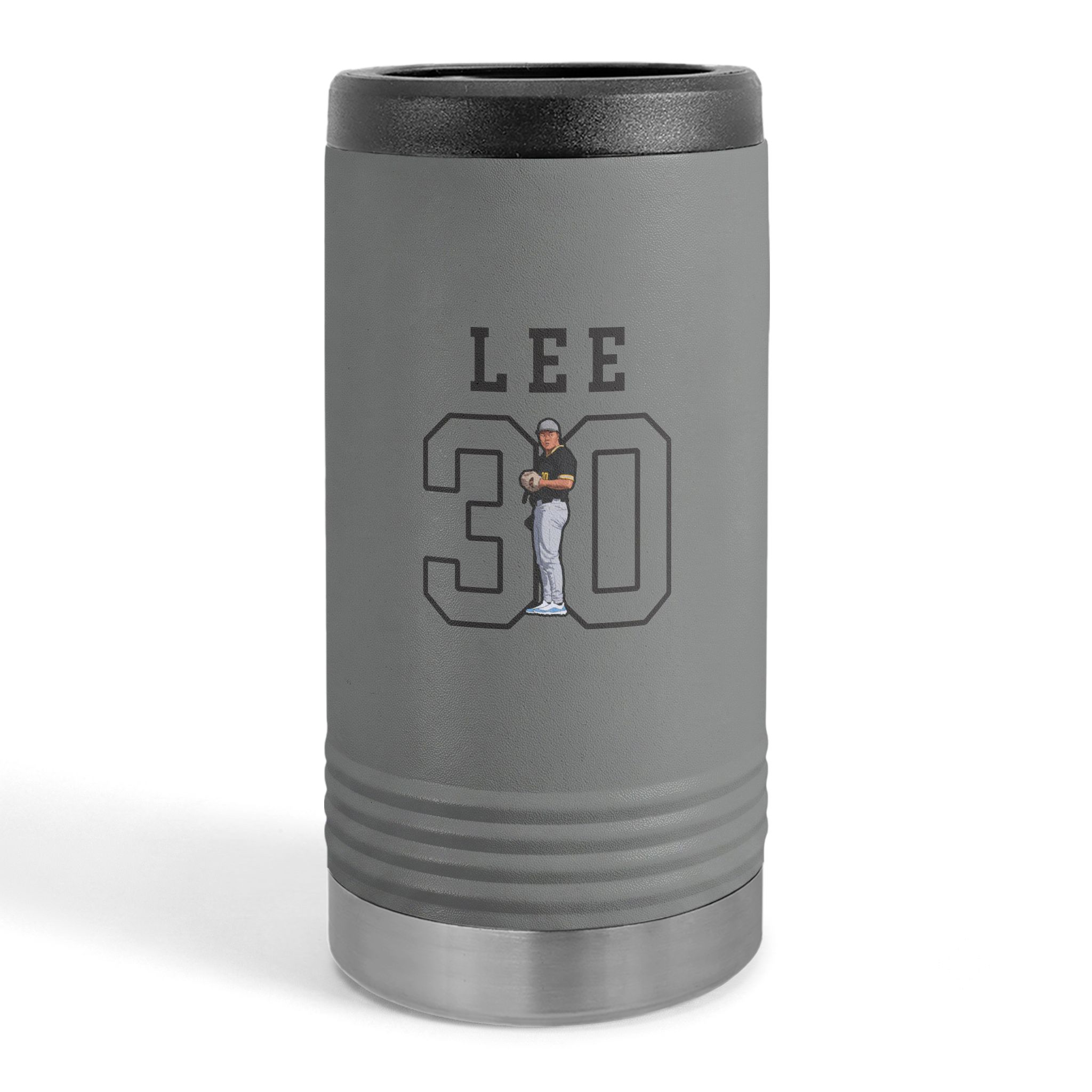 Slim Stainless Can Cooler — character_shirsey in Grey