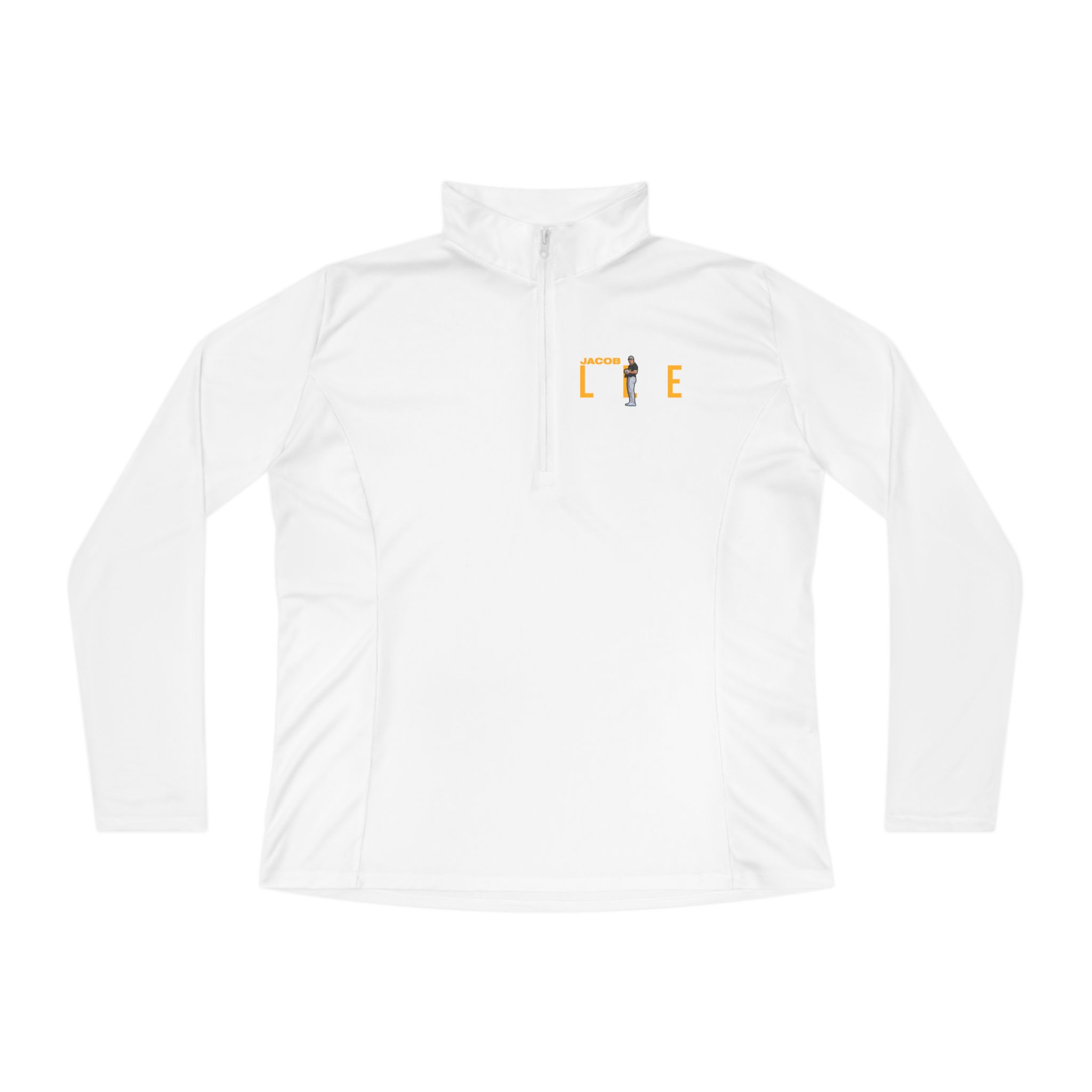 Women's Q-Zip Pullover — character_player_name in White