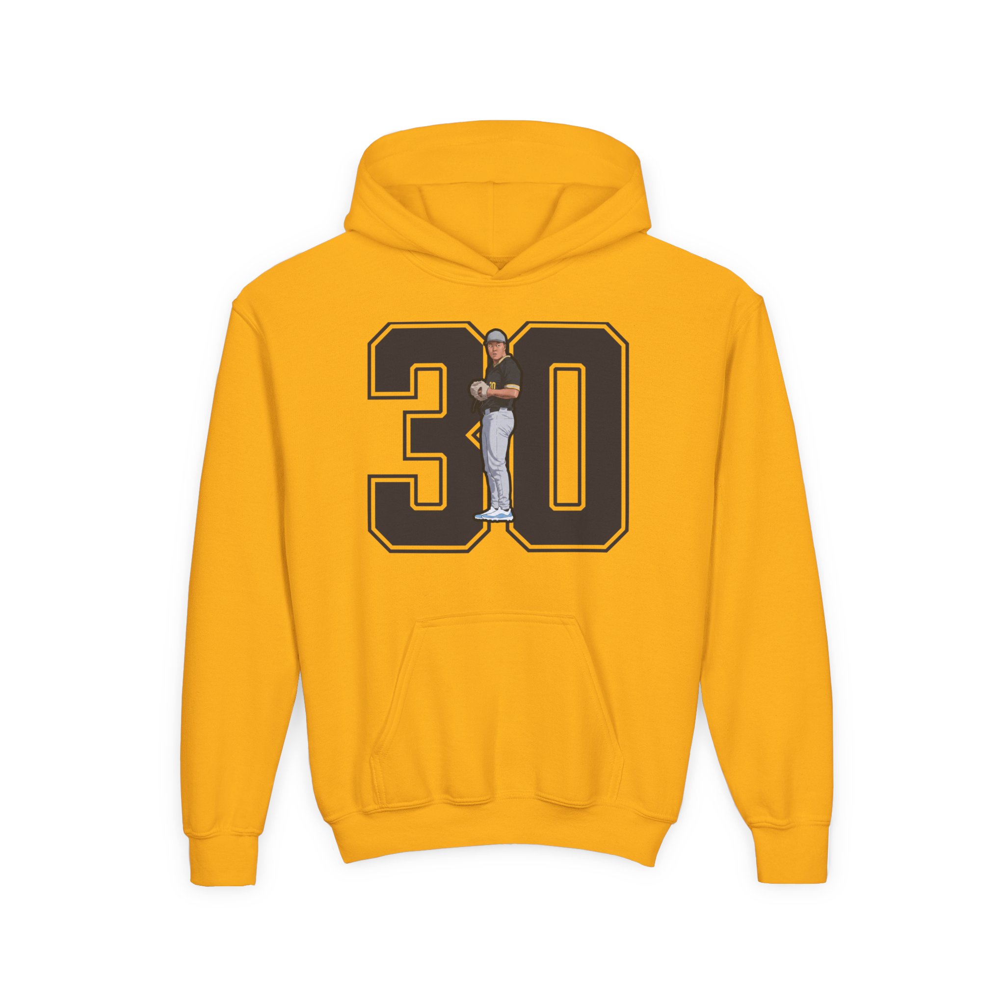 Youth Hoodie — character_number in Gold