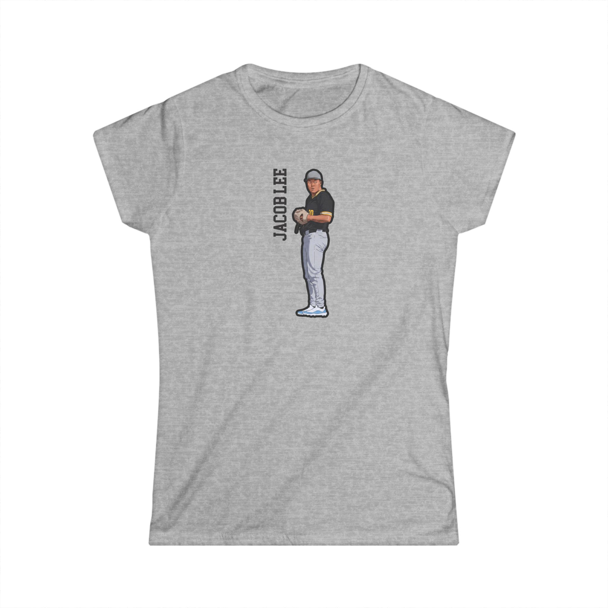 Women's Softstyle Tee — character_name_vertical in Grey