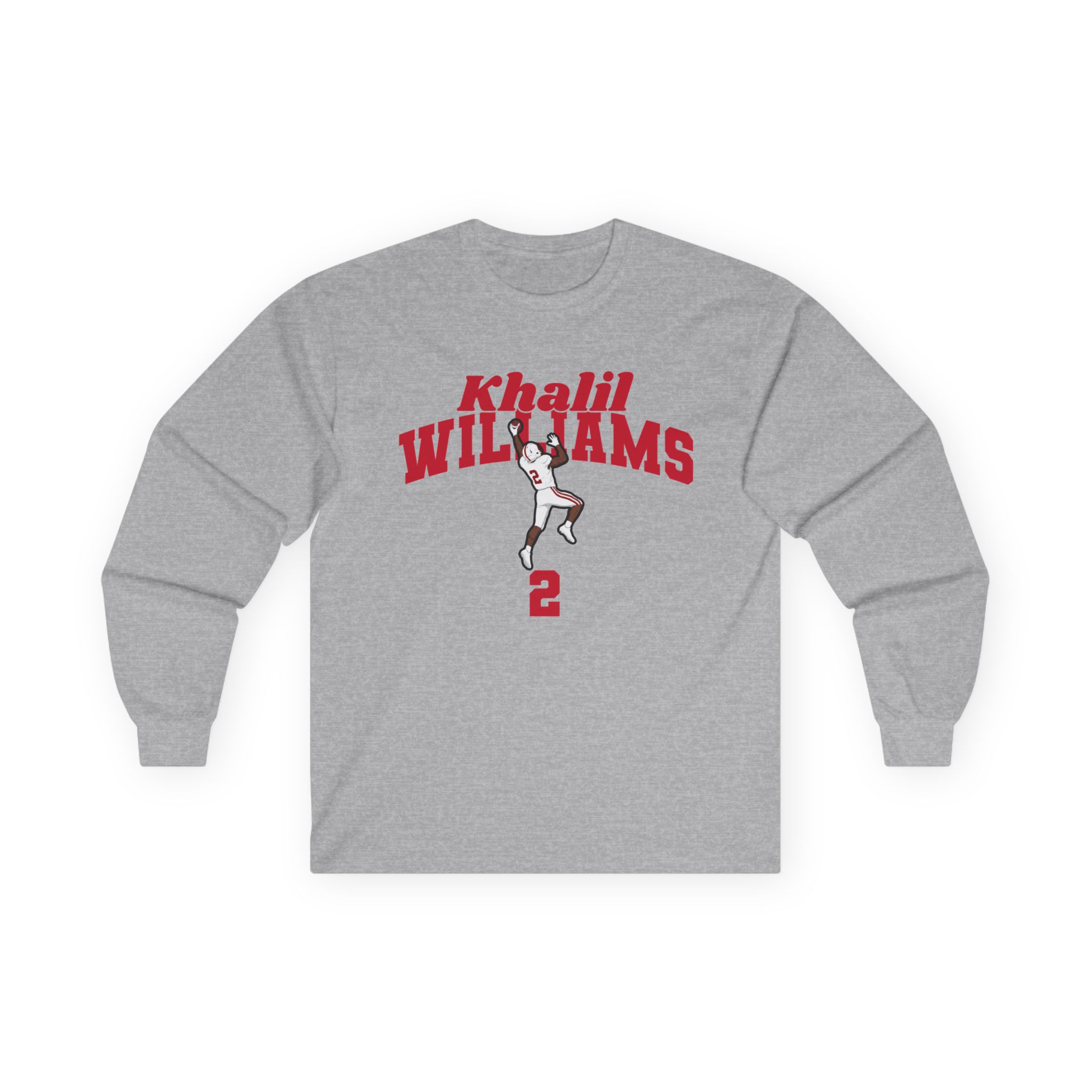 Long Sleeve Tee — character_signature_arch in Grey