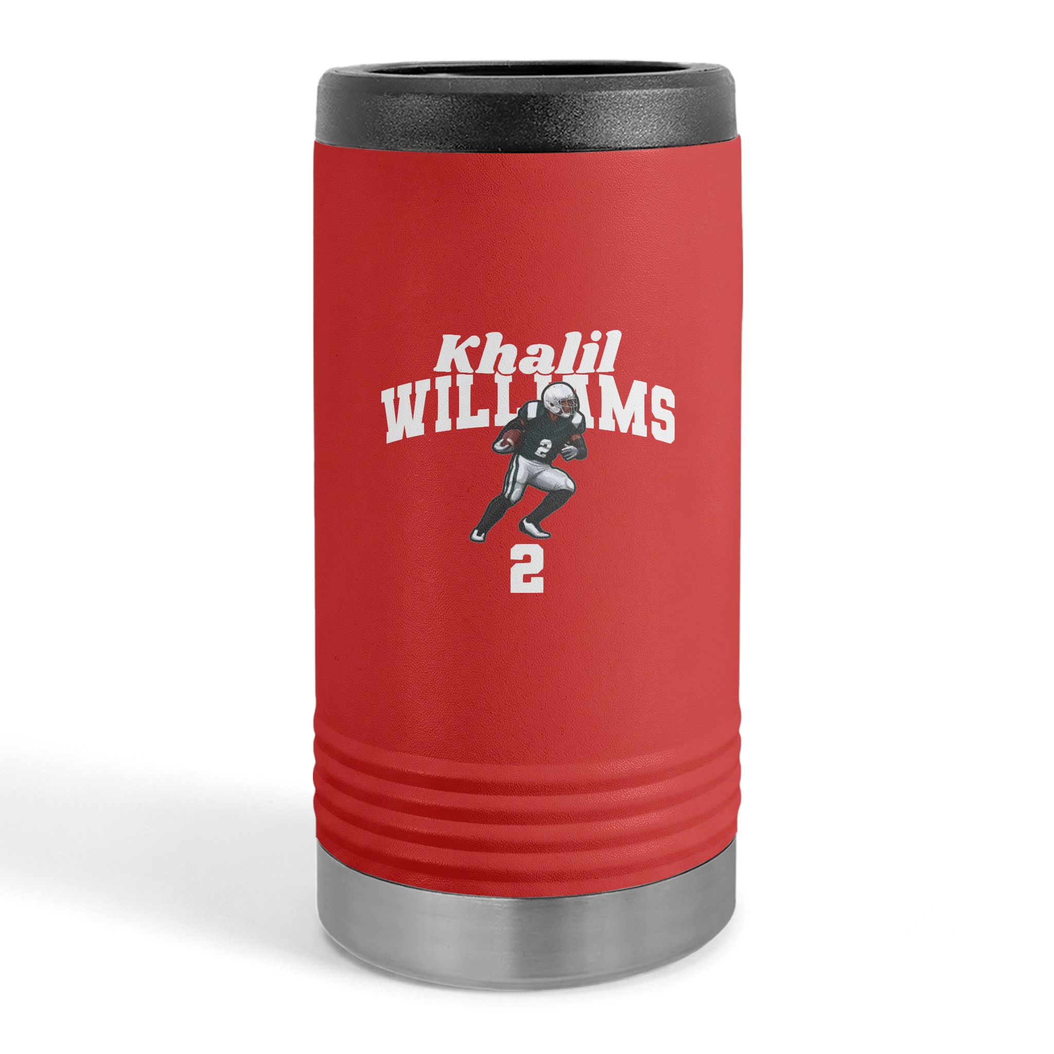 Slim Stainless Can Cooler — character_signature_arch in Red
