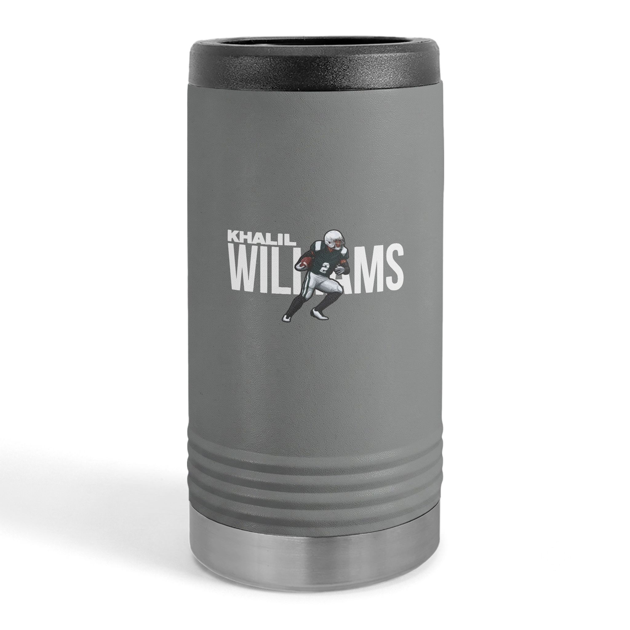 Slim Stainless Can Cooler — character_player_name in Grey