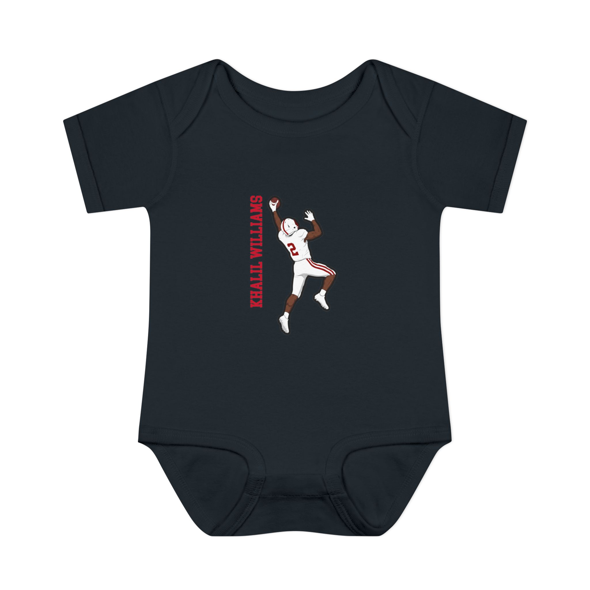 Baby Onesie — character_name_vertical in Black