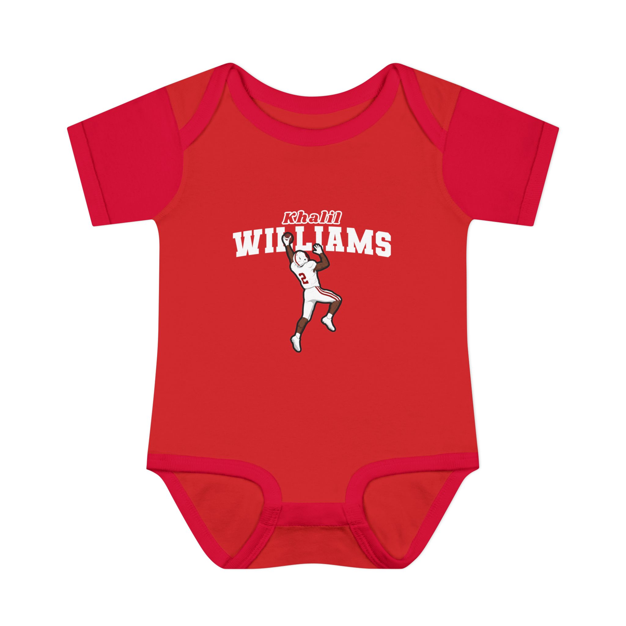 Baby Onesie — character_name_arch in Red