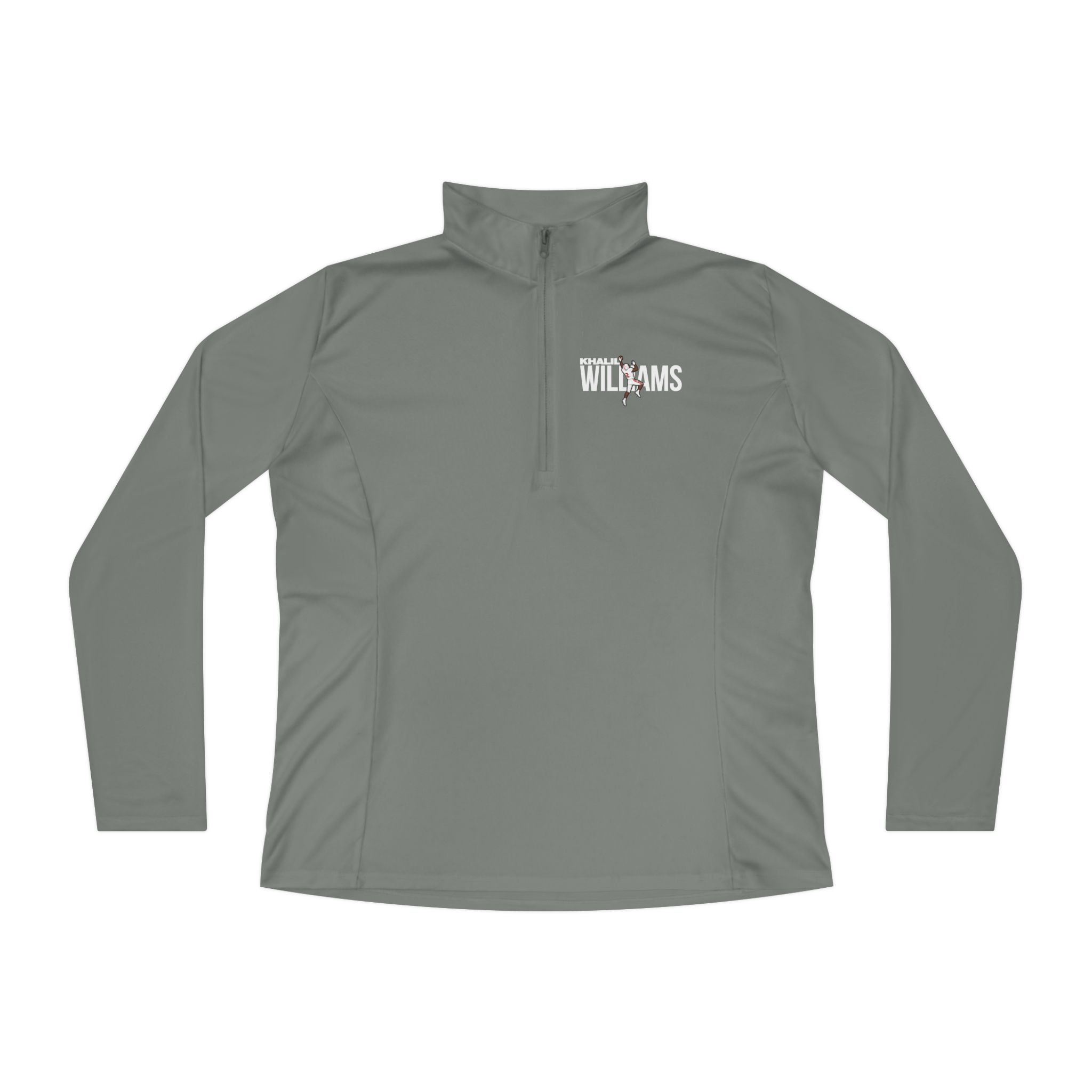 Women's Q-Zip Pullover — character_player_name in Grey