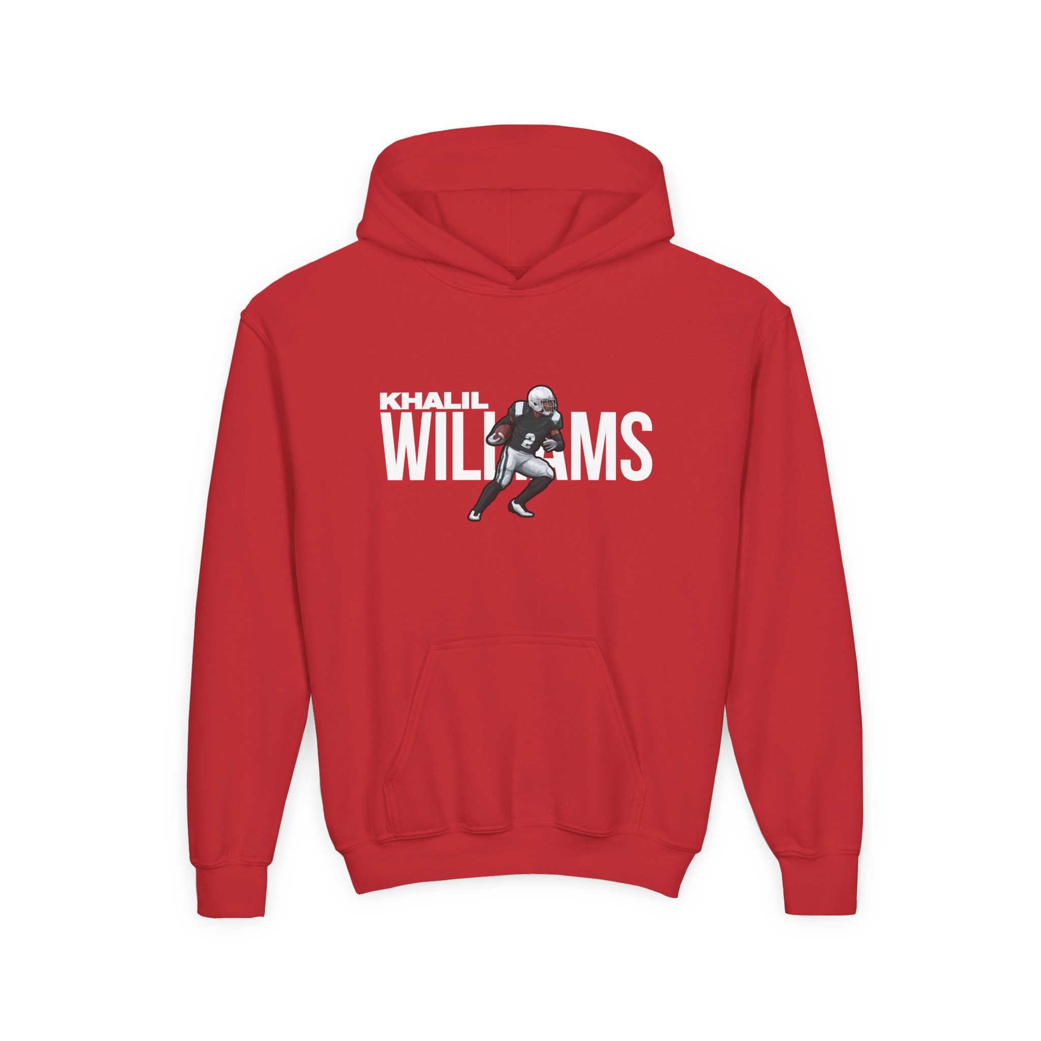 Youth Hoodie — character_player_name in Red