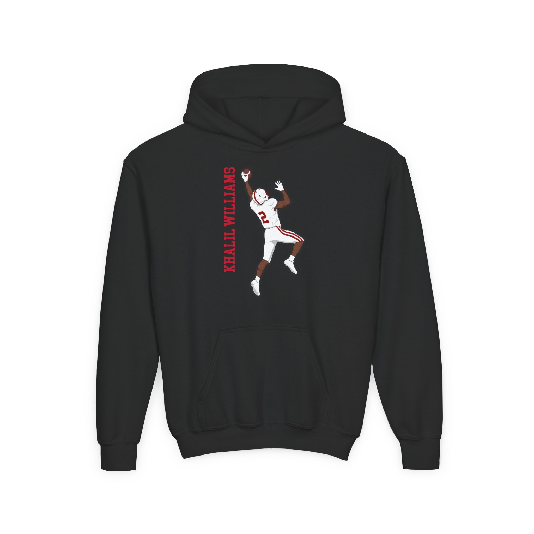Youth Hoodie — character_name_vertical in Black