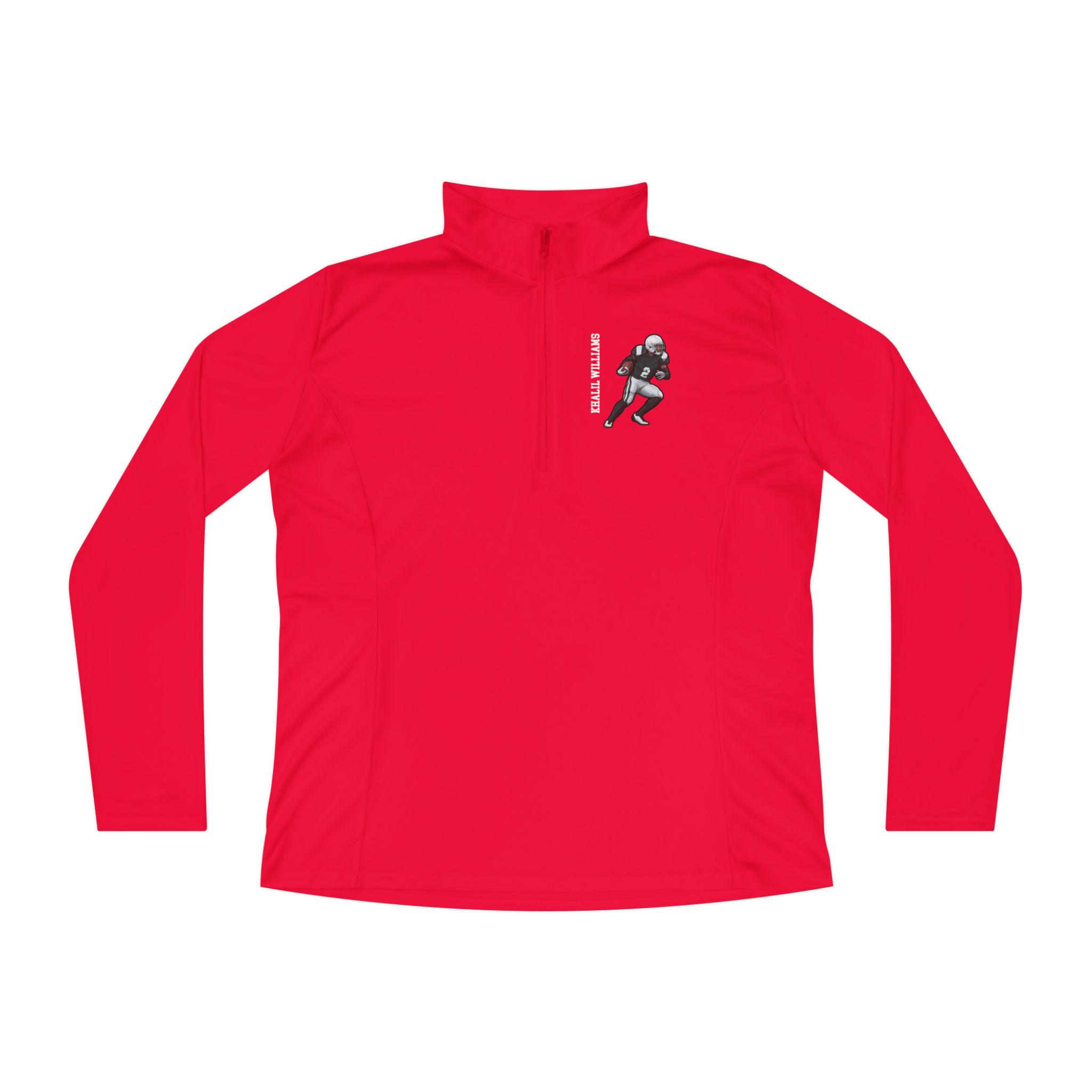 Women's Q-Zip Pullover — character_name_vertical in Red