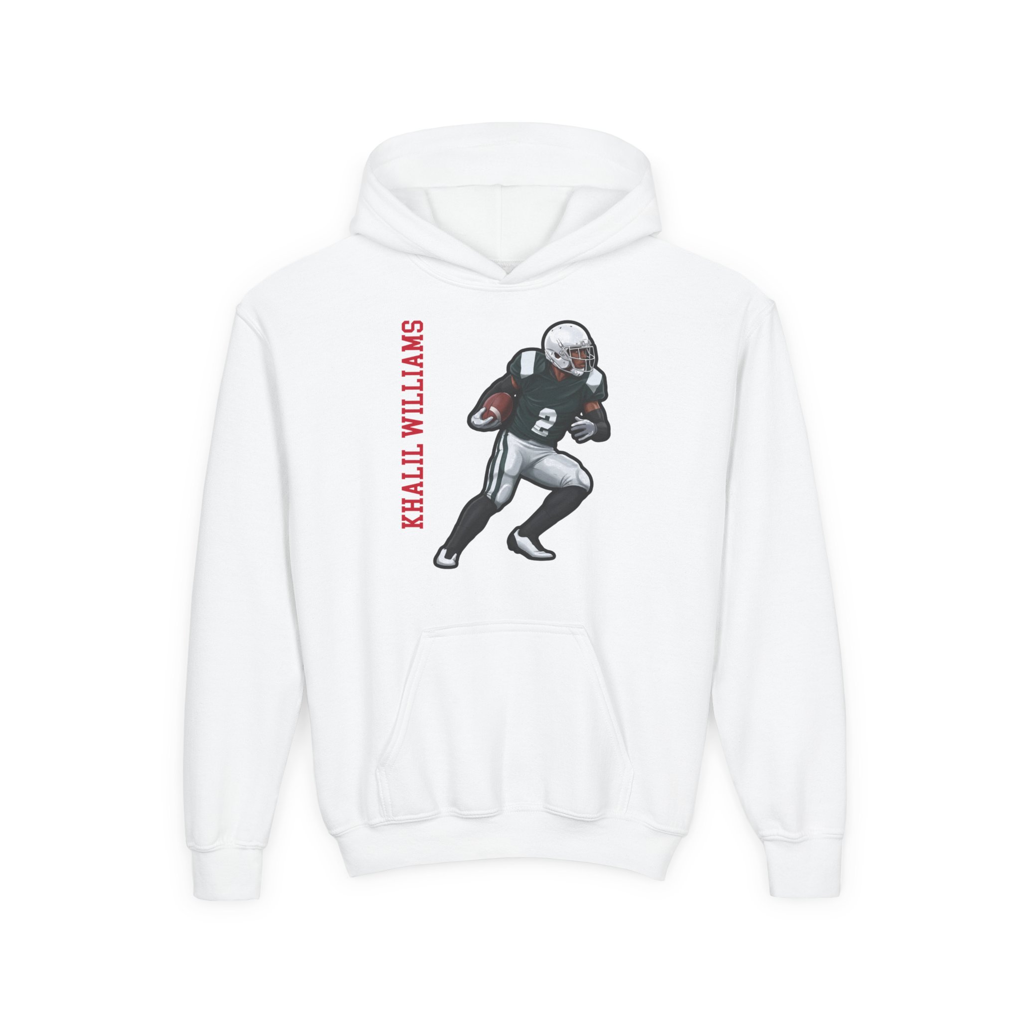 Youth Hoodie — character_name_vertical in White