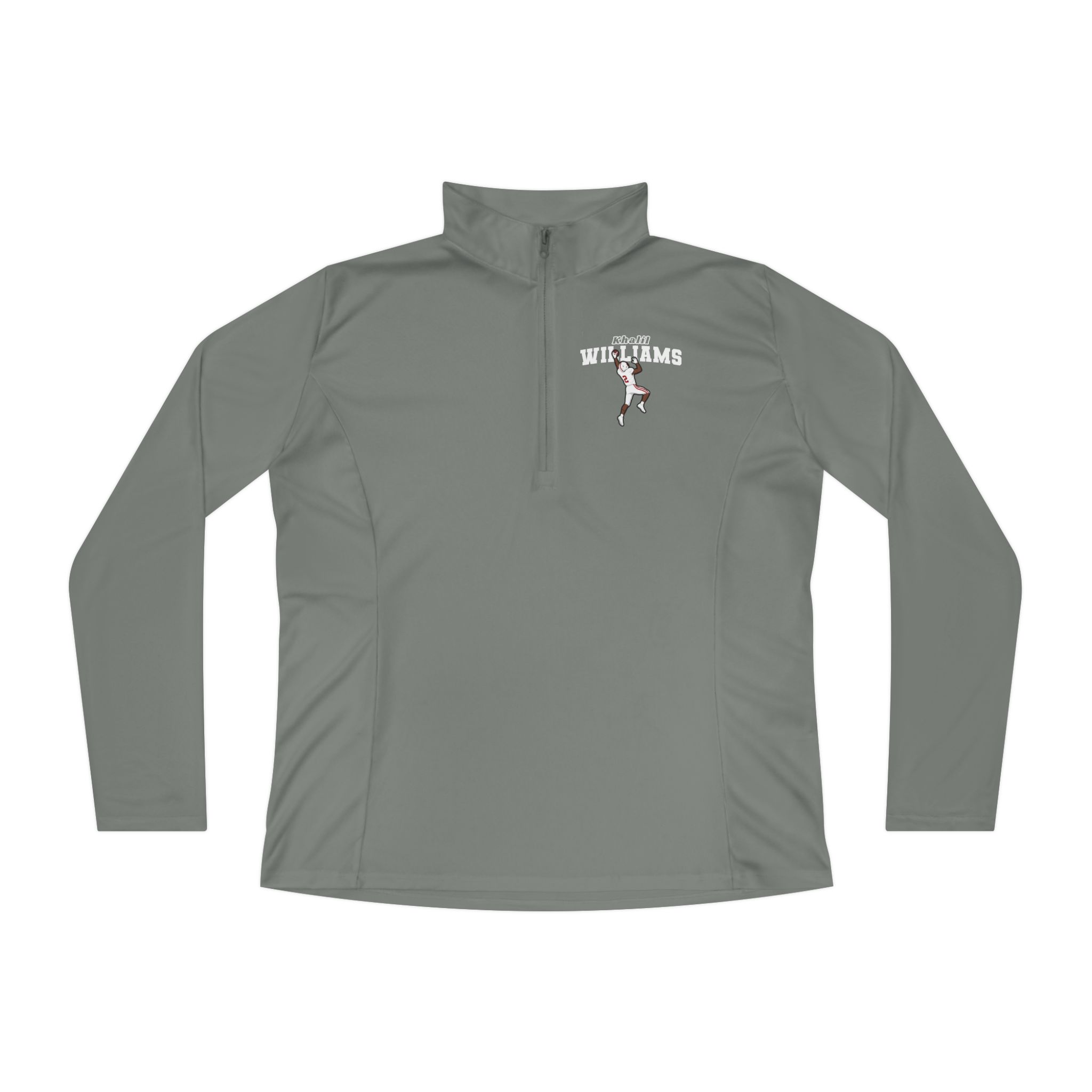 Women's Q-Zip Pullover — character_name_arch in Grey