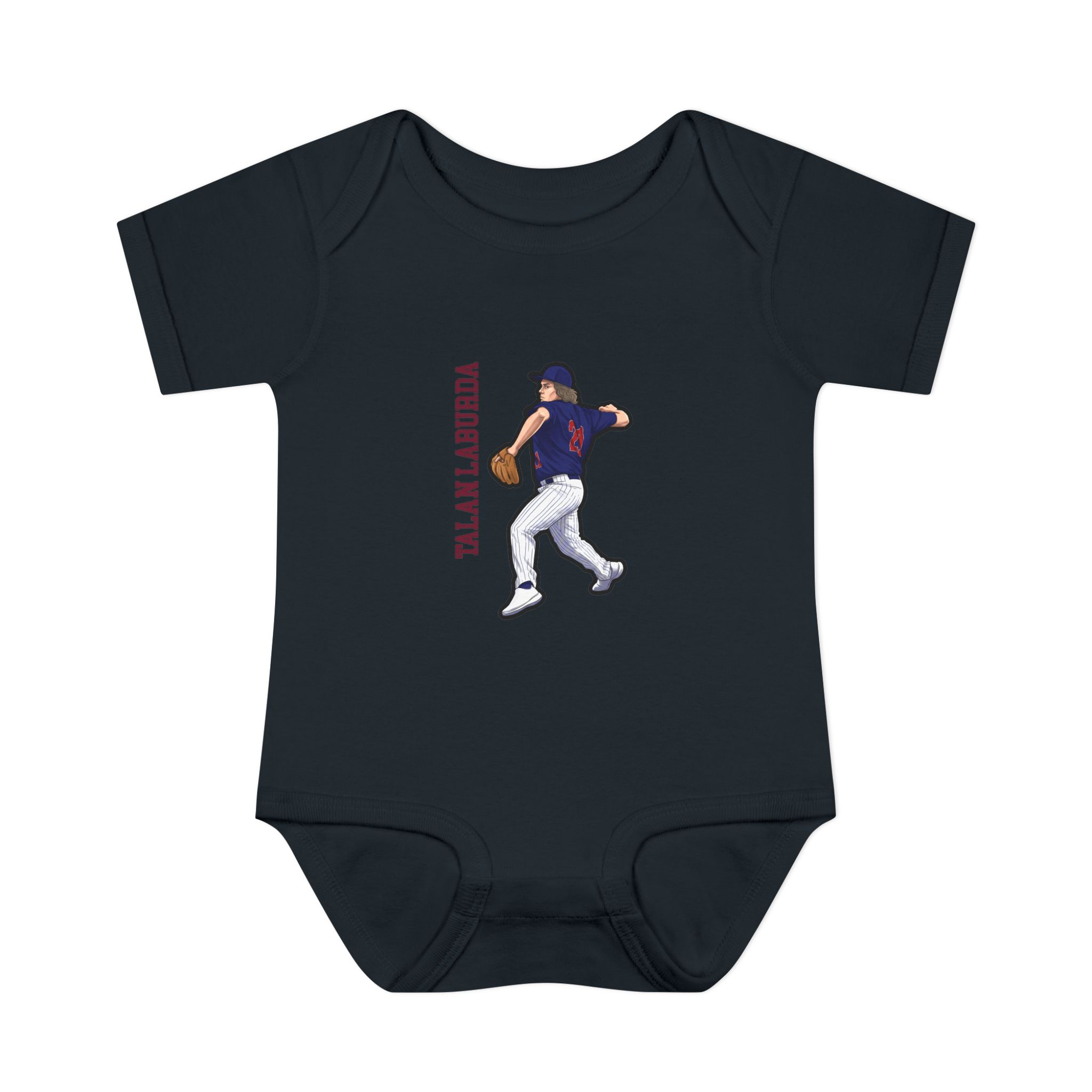 Baby Onesie — character_name_vertical in Black