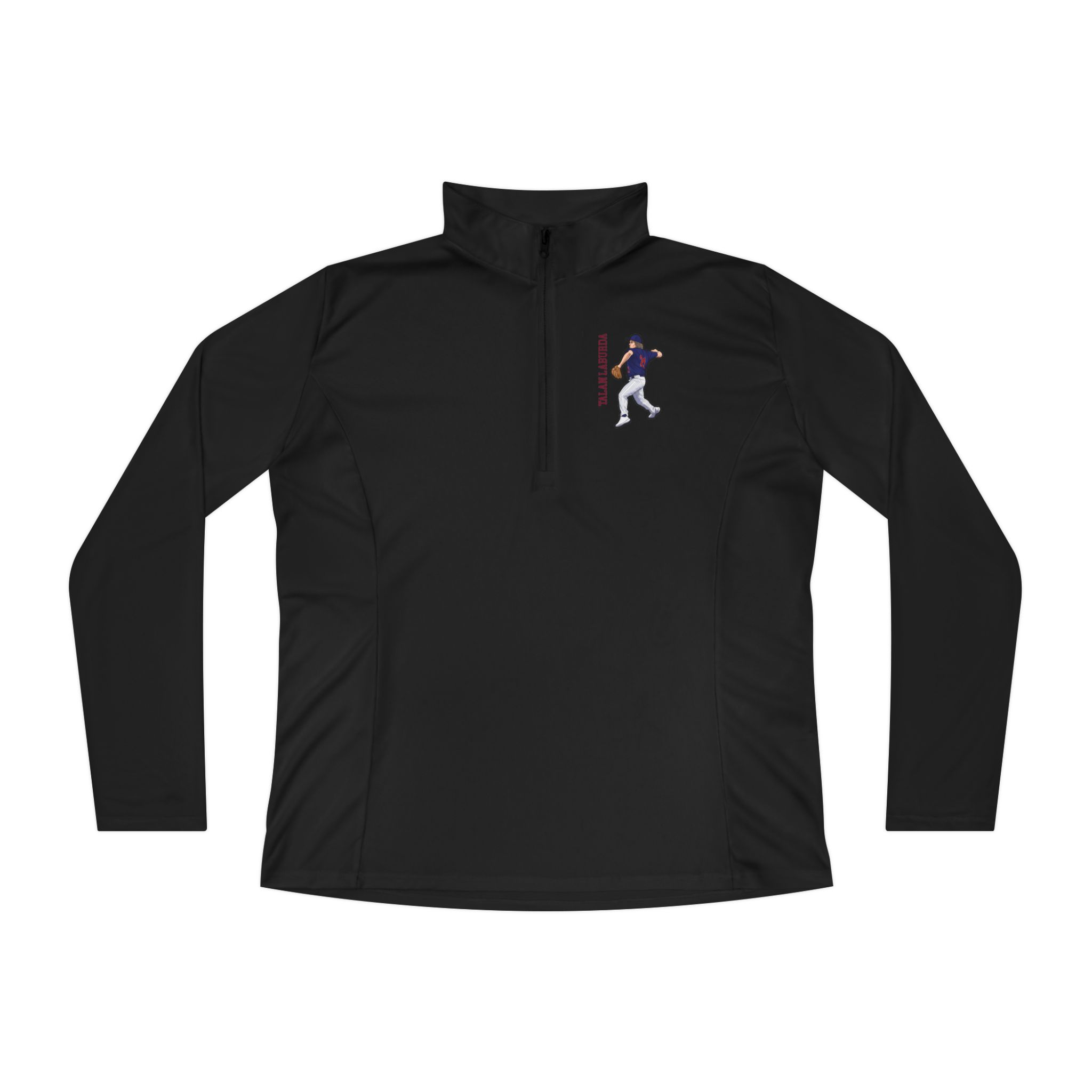 Women's Q-Zip Pullover — character_name_vertical in Black