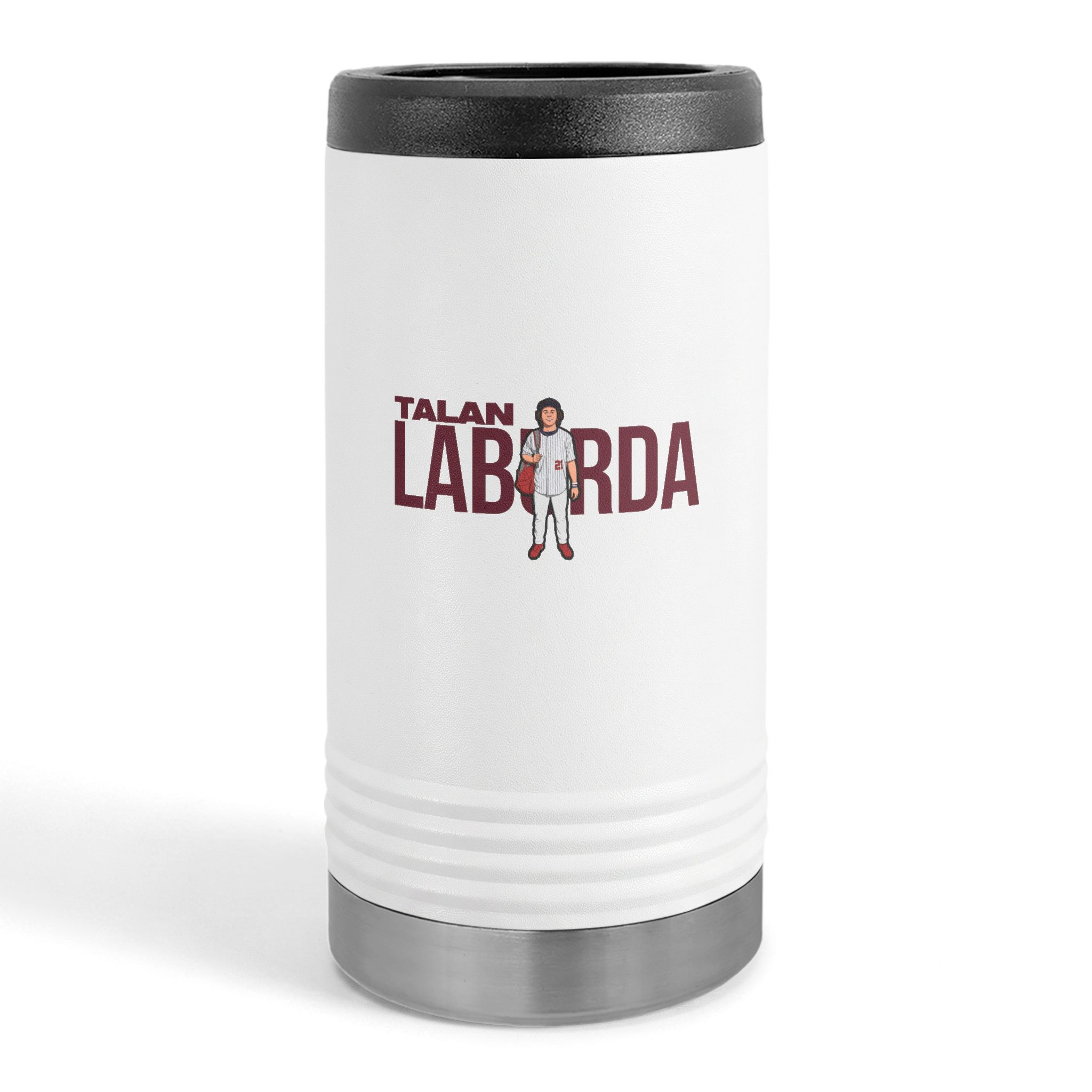 Slim Stainless Can Cooler — character_player_name in White