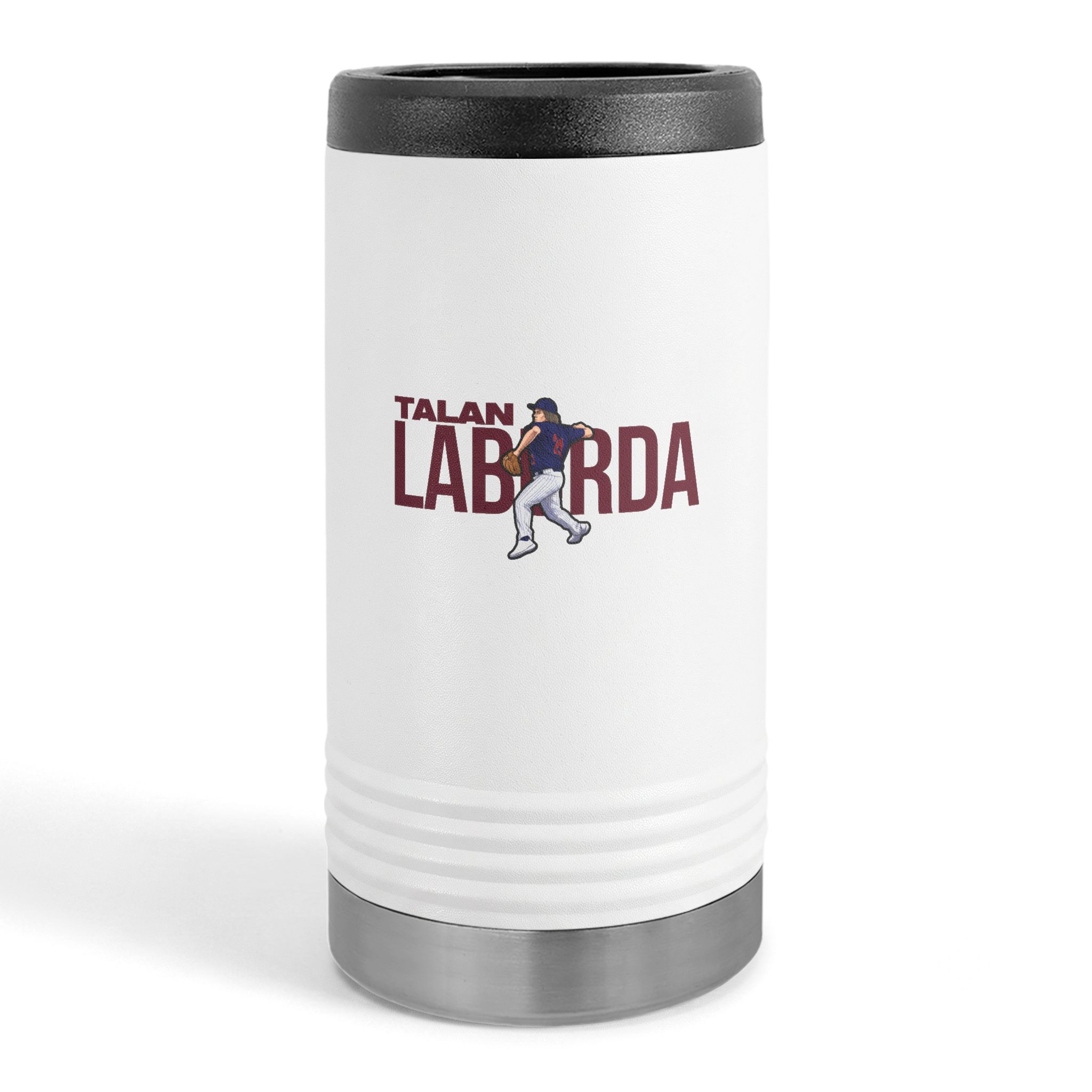 Slim Stainless Can Cooler — character_player_name in White