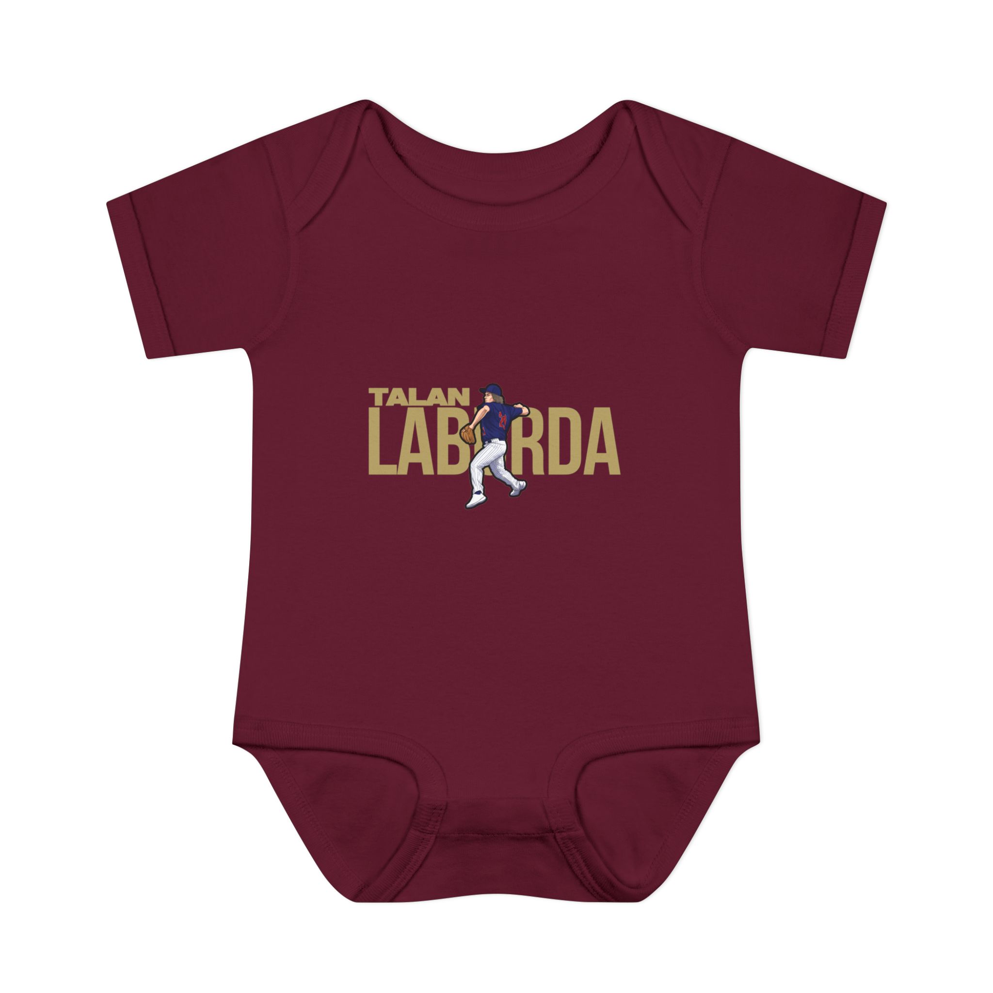 Baby Onesie — character_player_name in Maroon