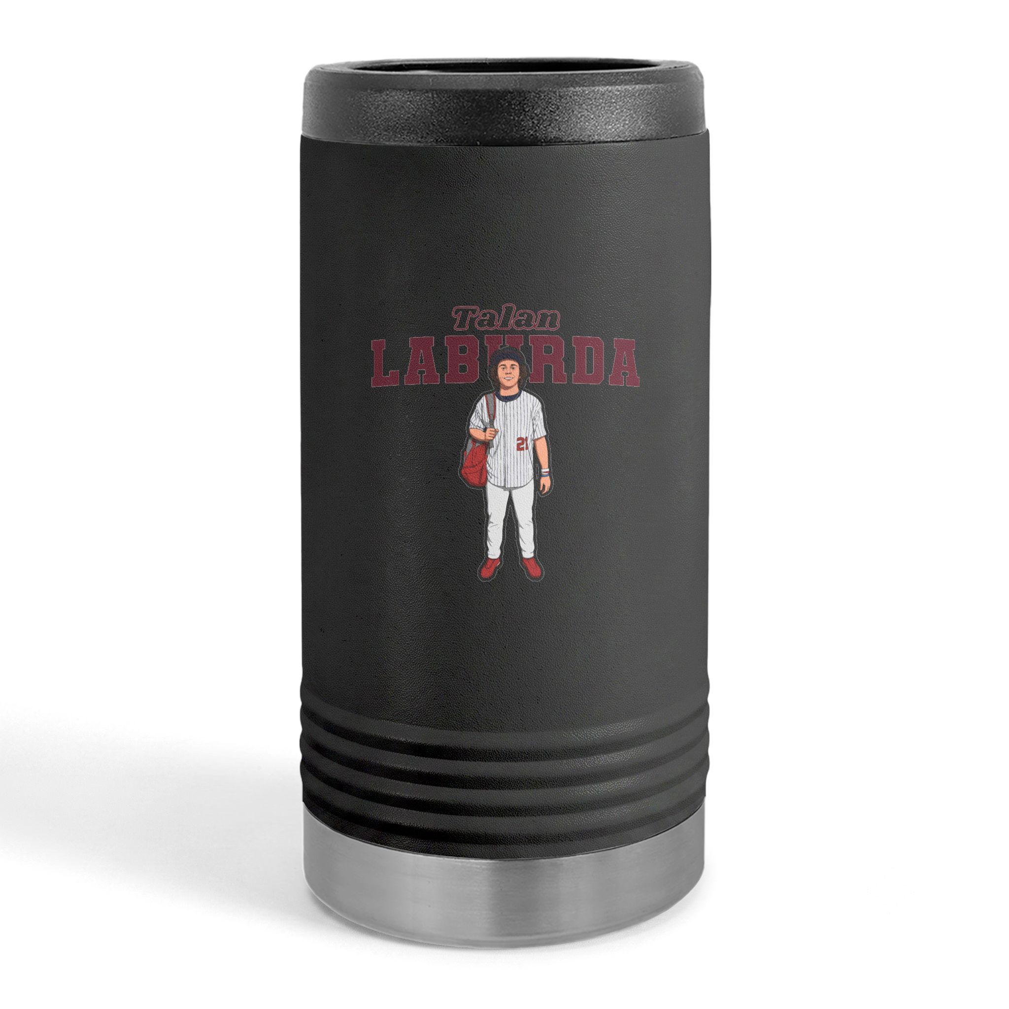 Slim Stainless Can Cooler — character_name_arch in Black