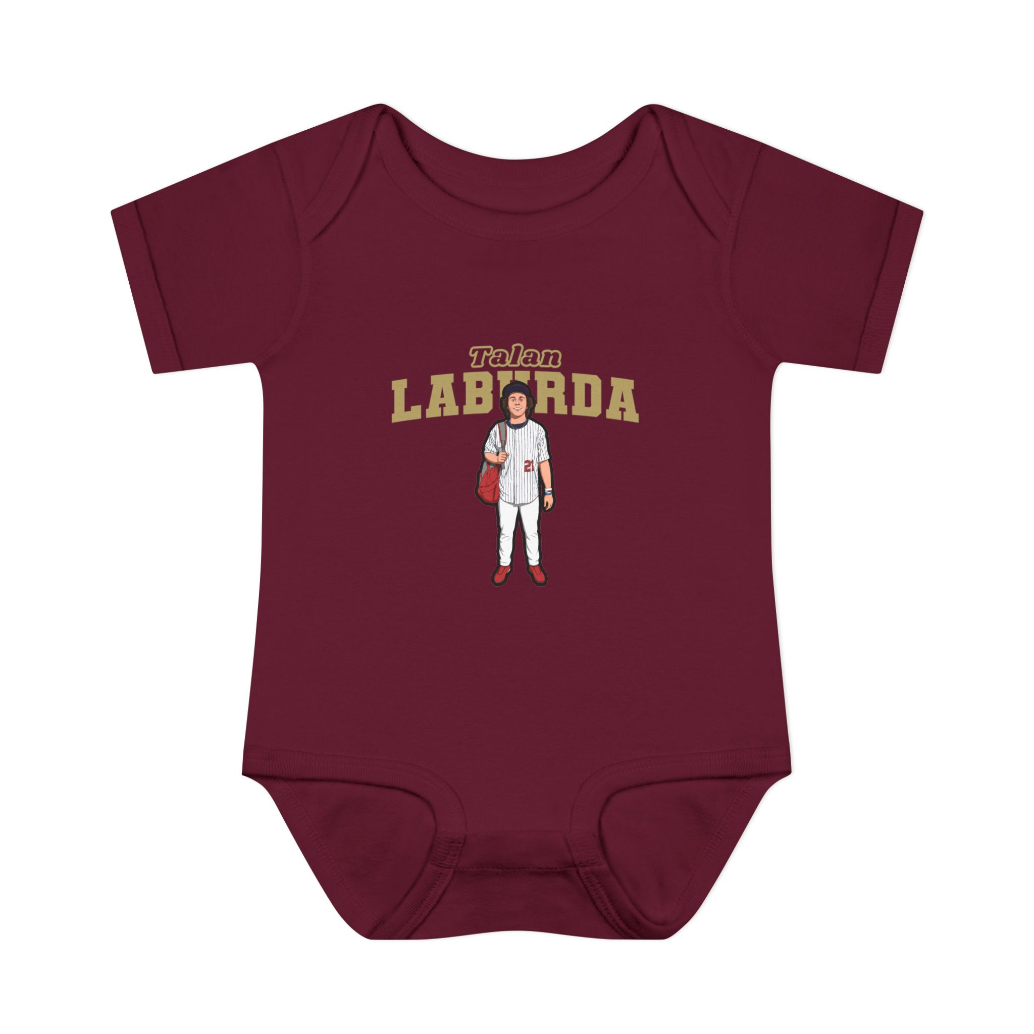 Baby Onesie — character_name_arch in Maroon