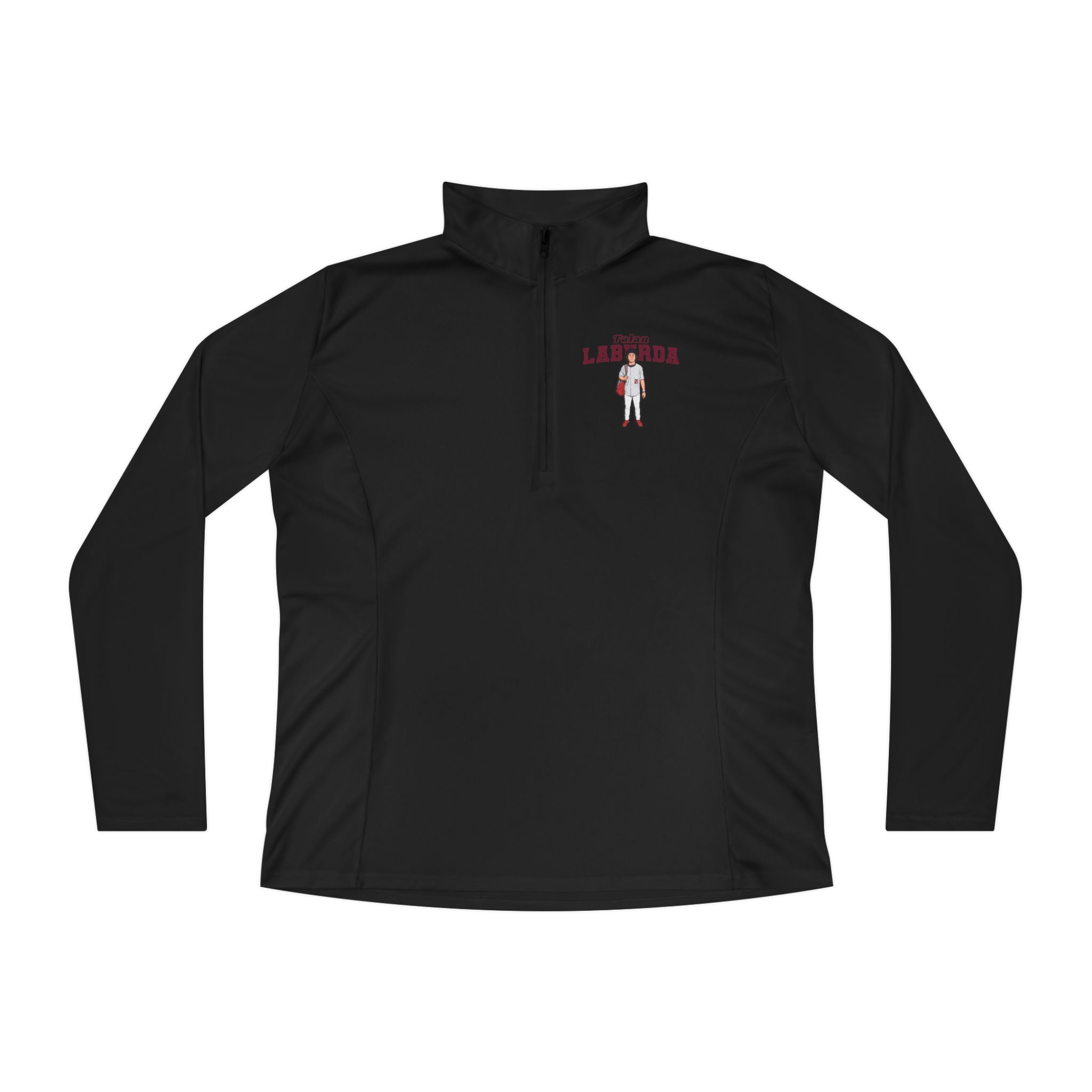 Women's Q-Zip Pullover — character_name_arch in Black