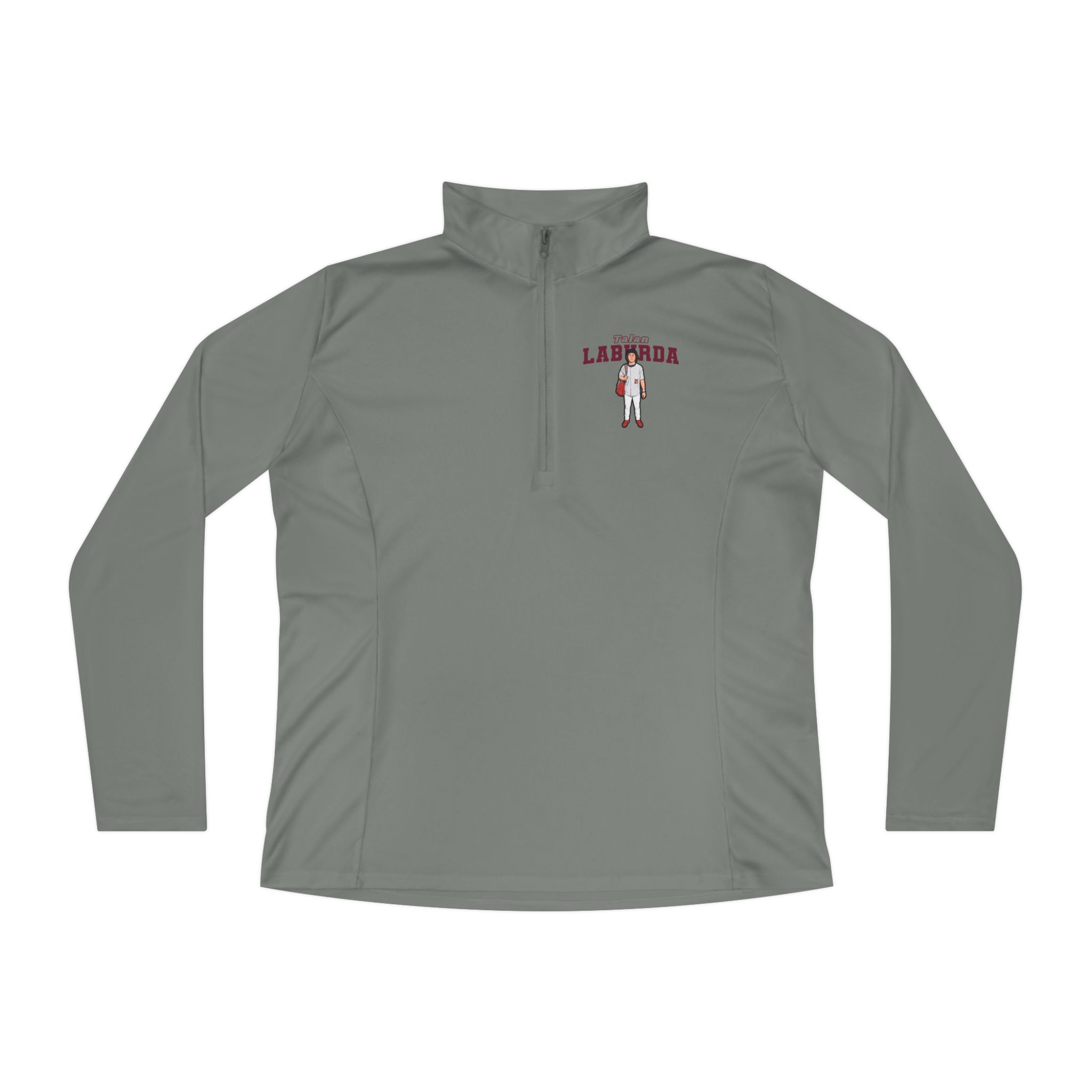 Women's Q-Zip Pullover — character_name_arch in Grey