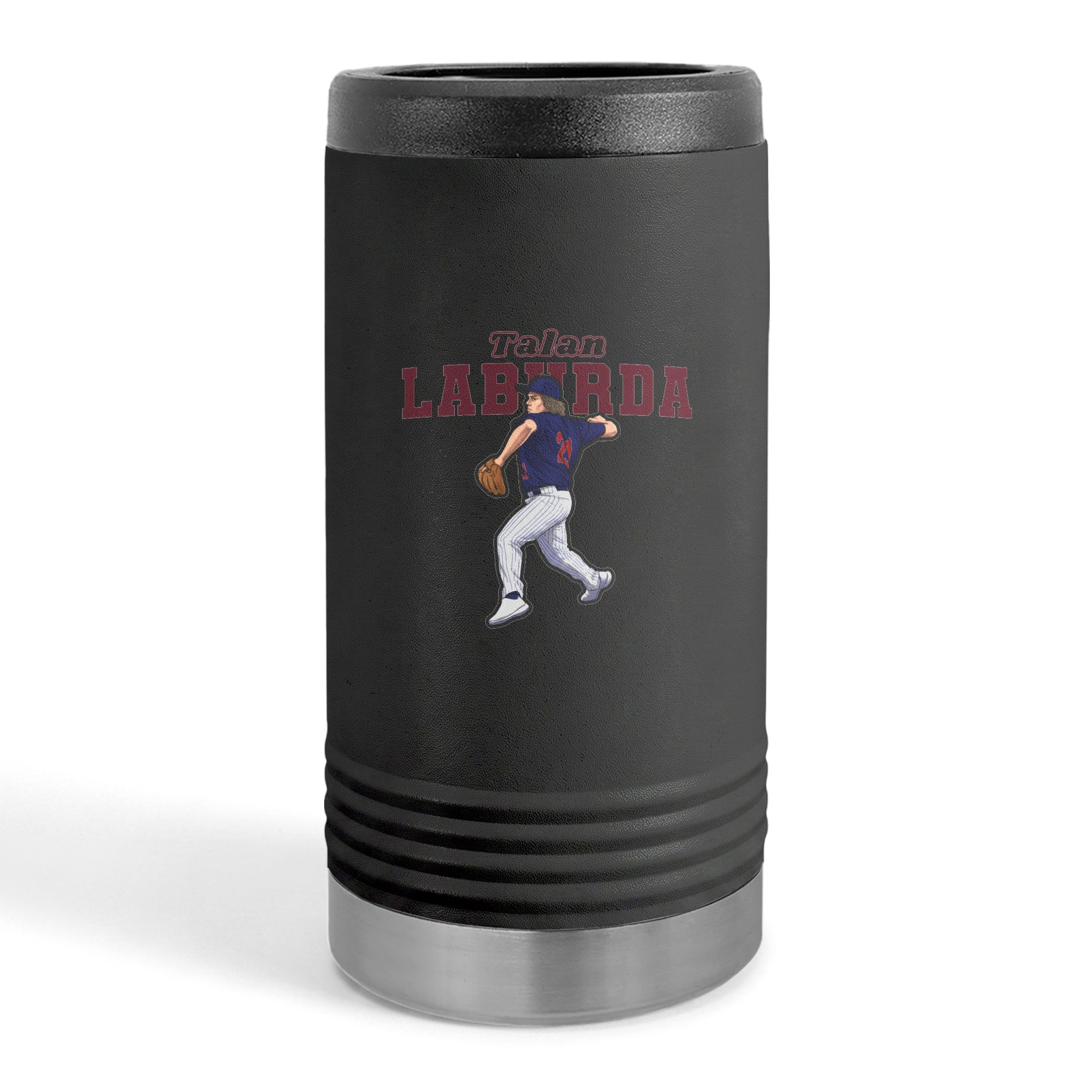 Slim Stainless Can Cooler — character_name_arch in Black
