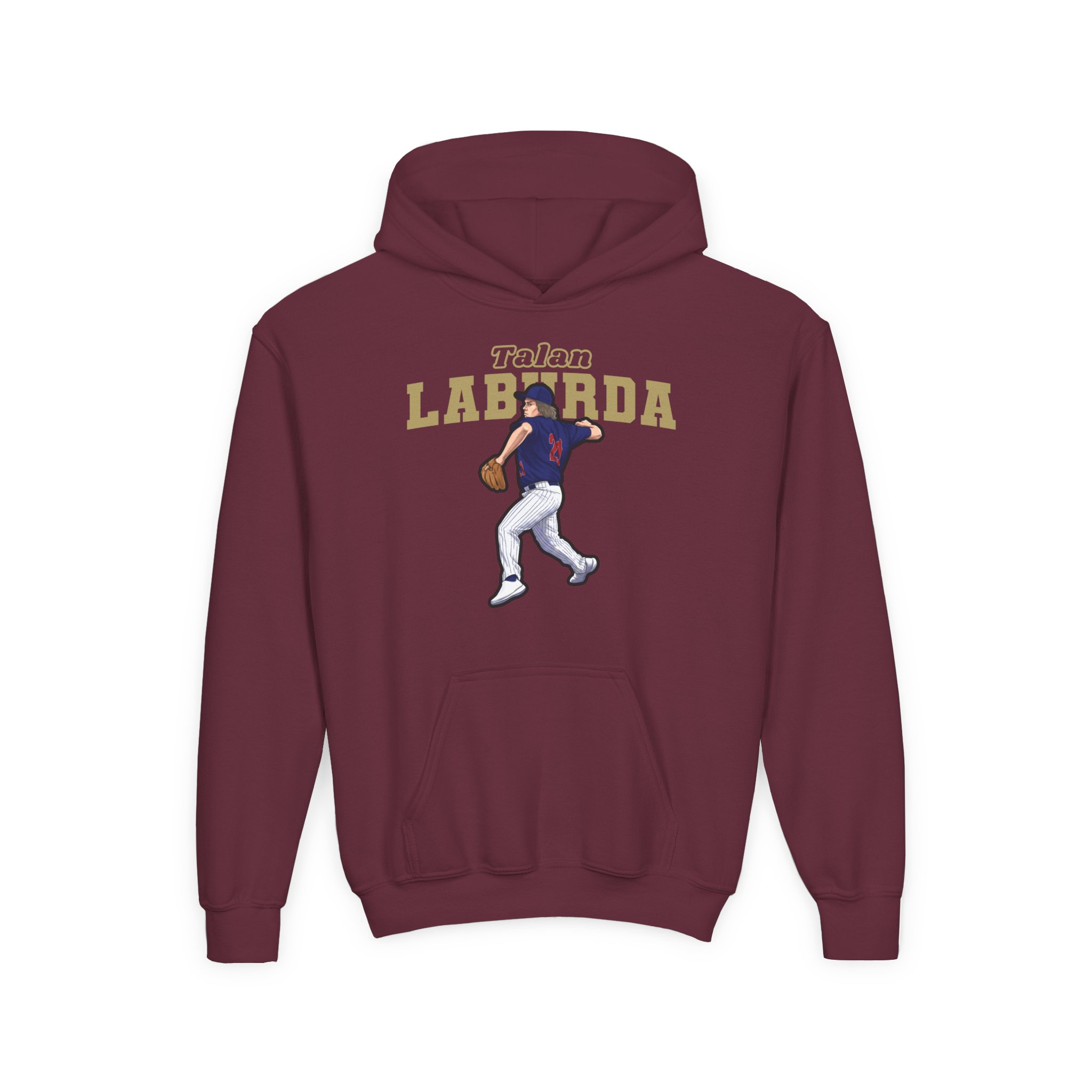 Youth Hoodie — character_name_arch in Maroon