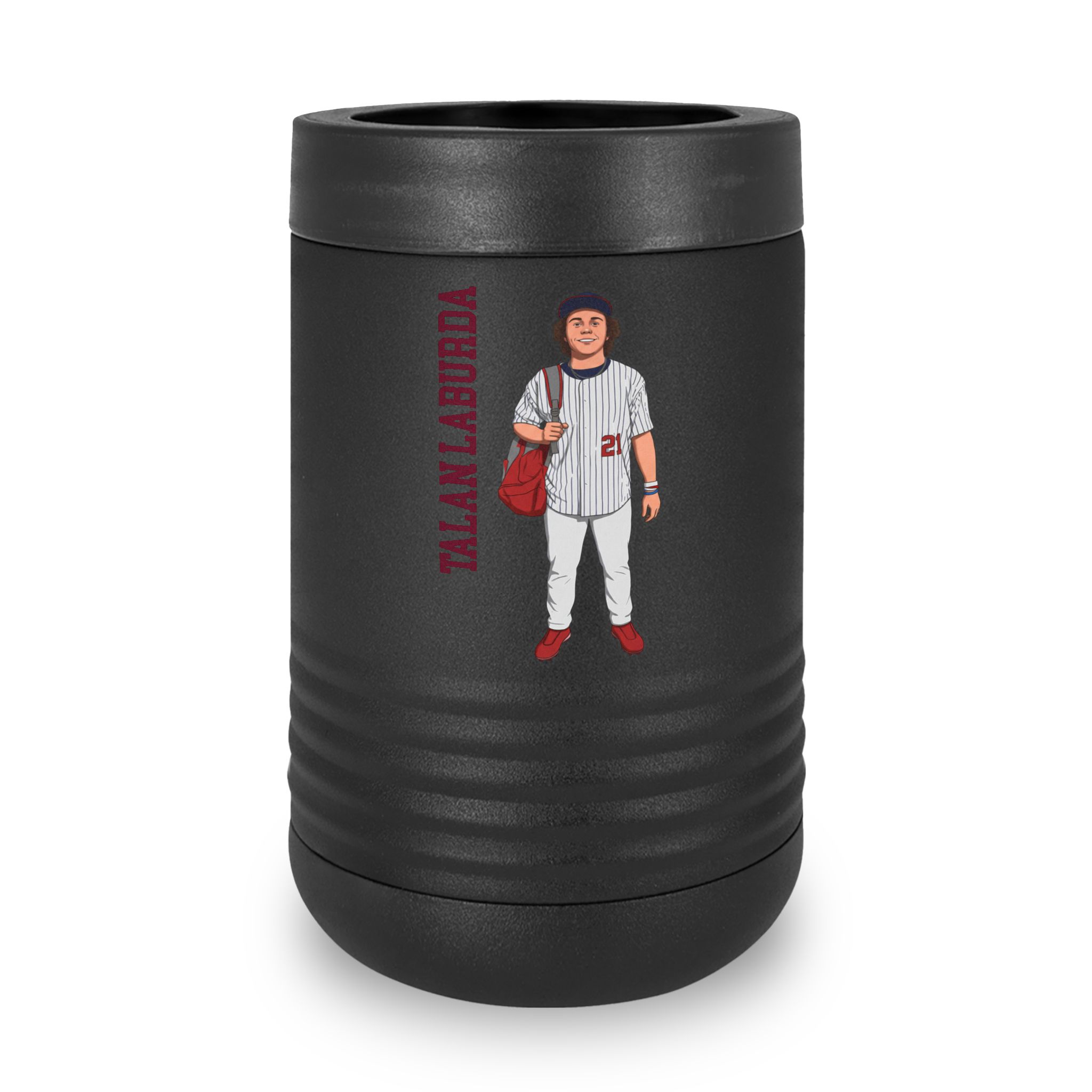 Stainless Can Cooler — character_name_vertical in Black