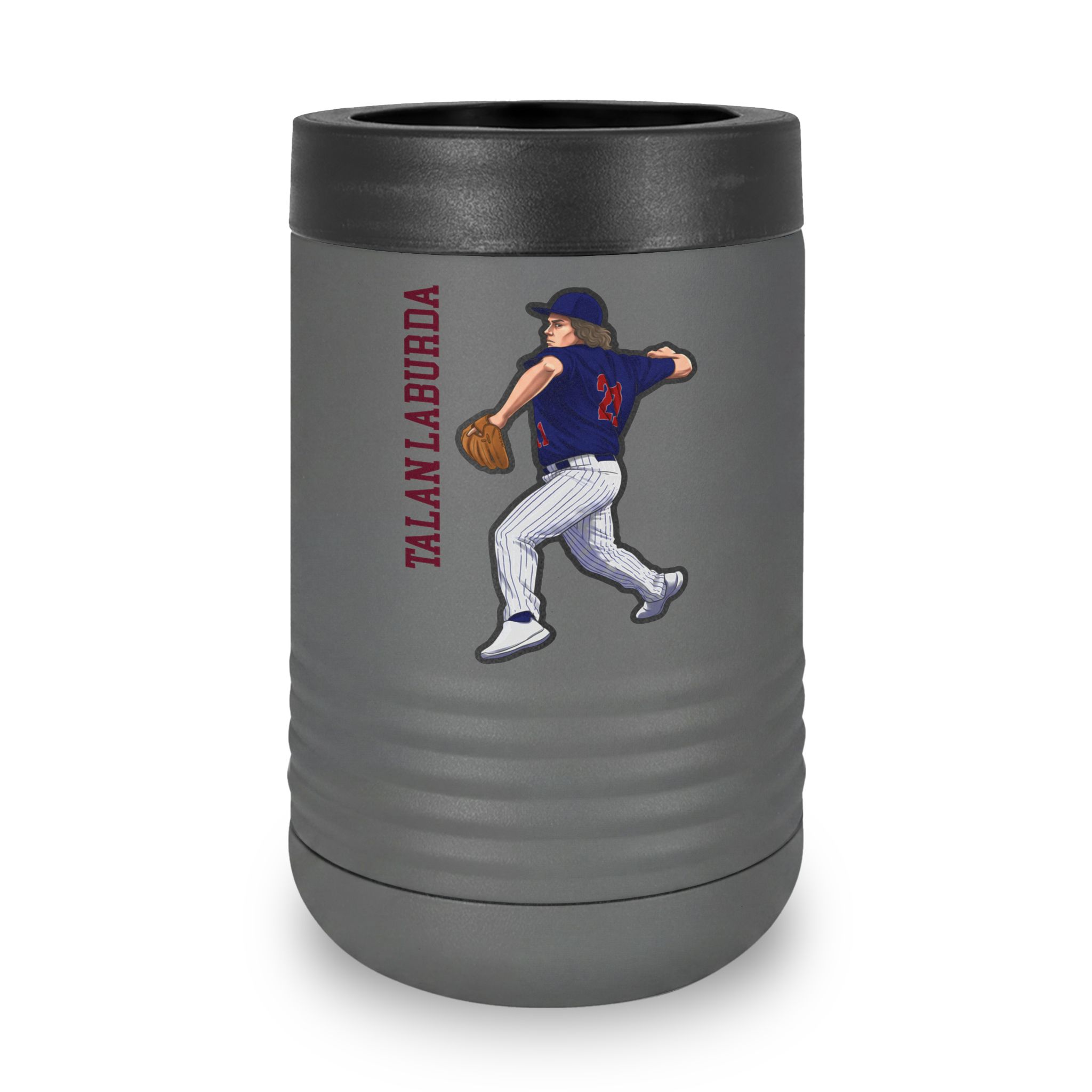 Stainless Can Cooler — character_name_vertical in Grey
