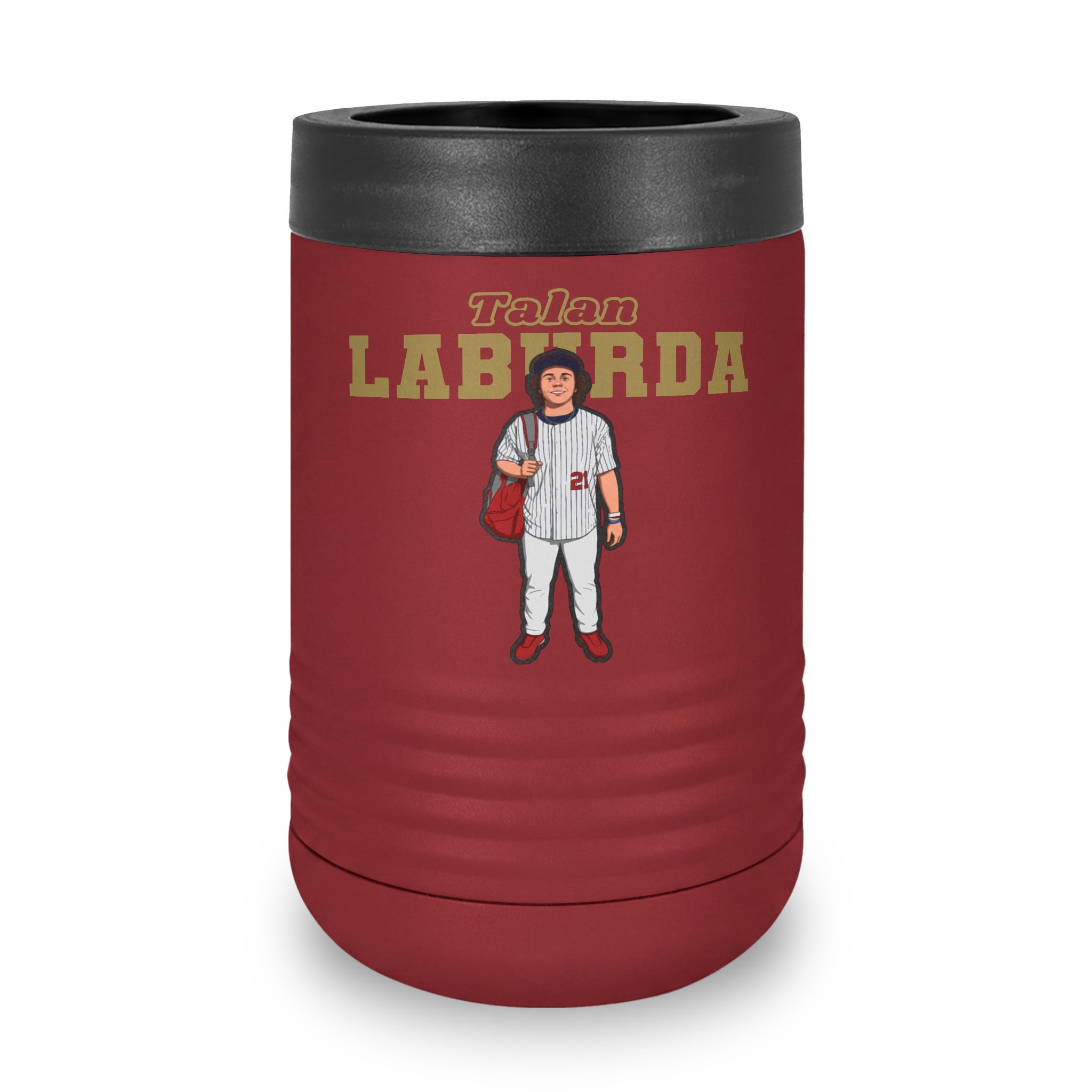 Stainless Can Cooler — character_name_arch in Maroon
