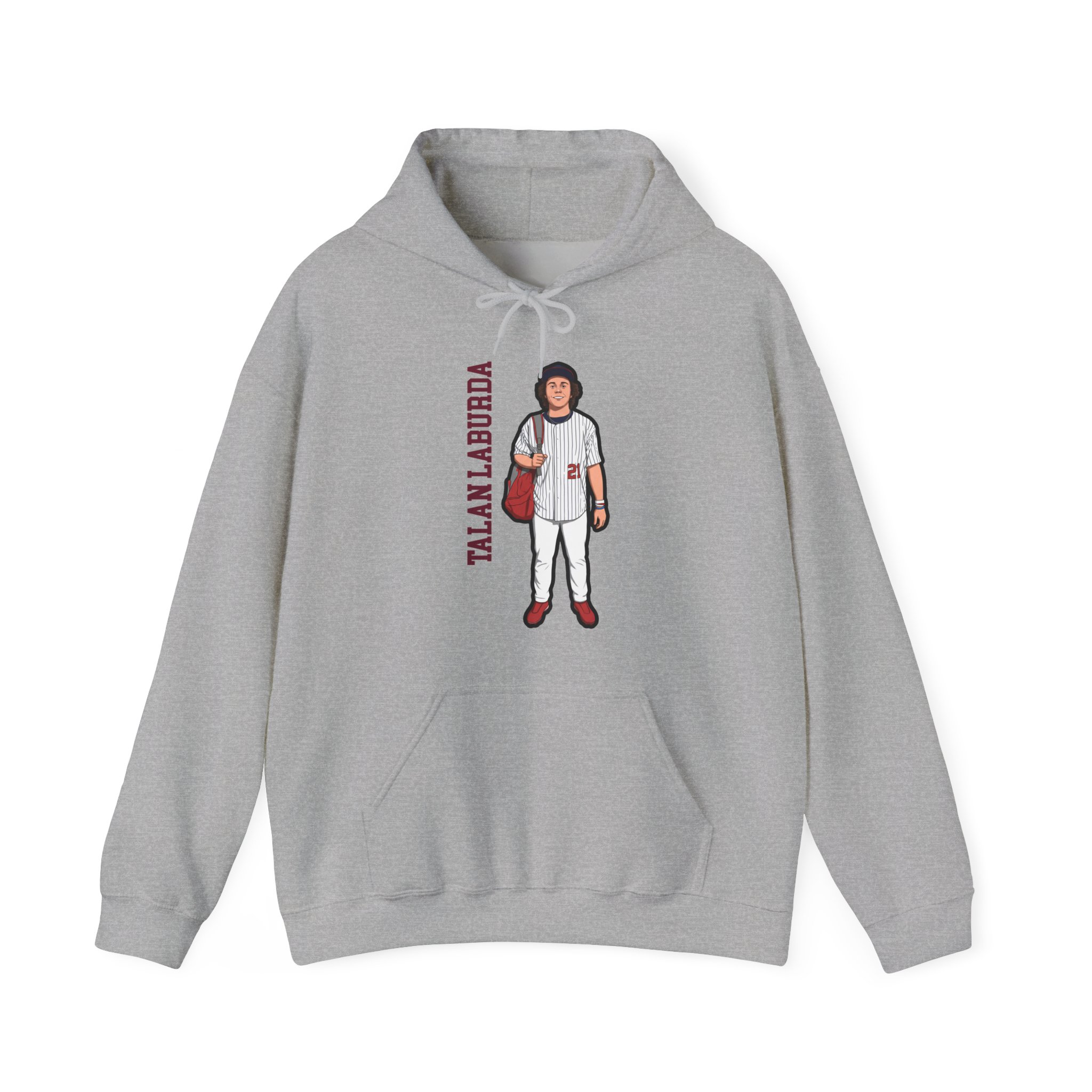 Hoodie — character_name_vertical in Grey
