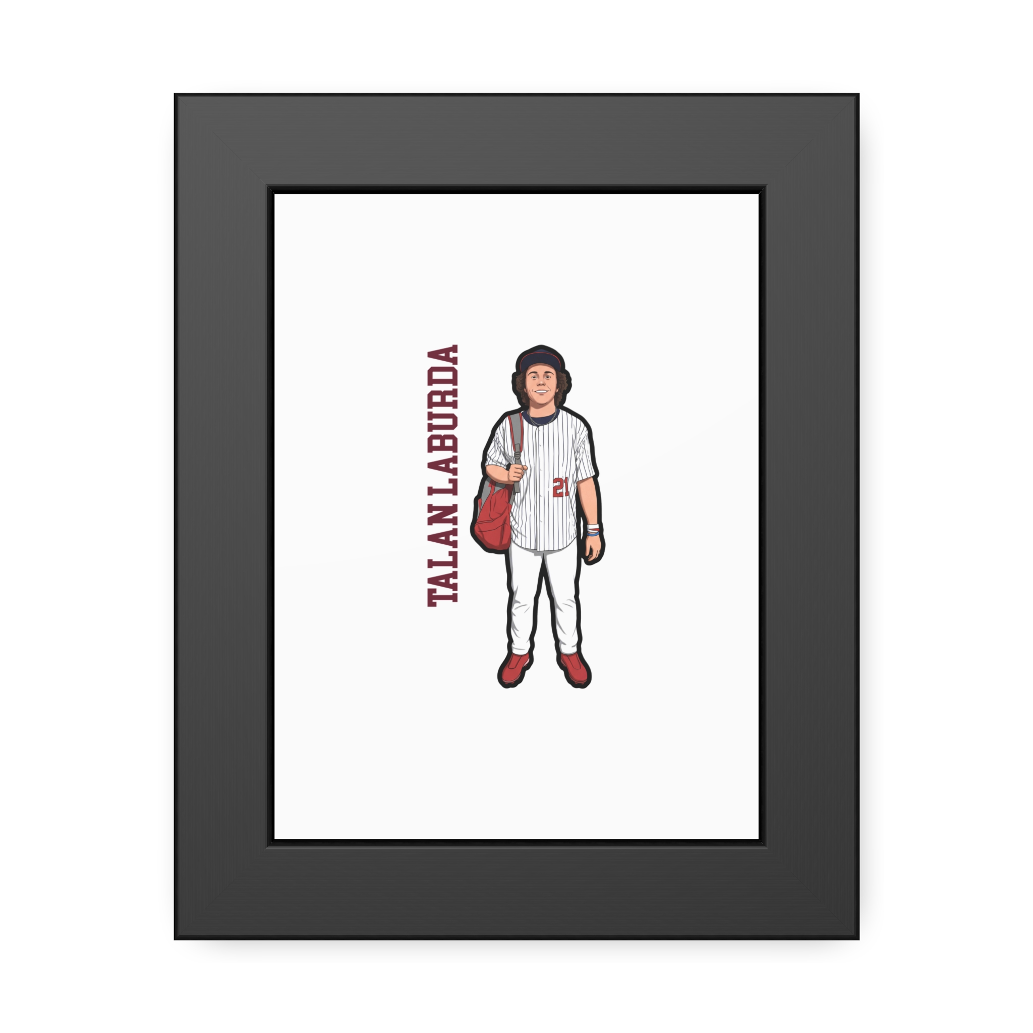 Framed Poster — character_name_vertical in Black