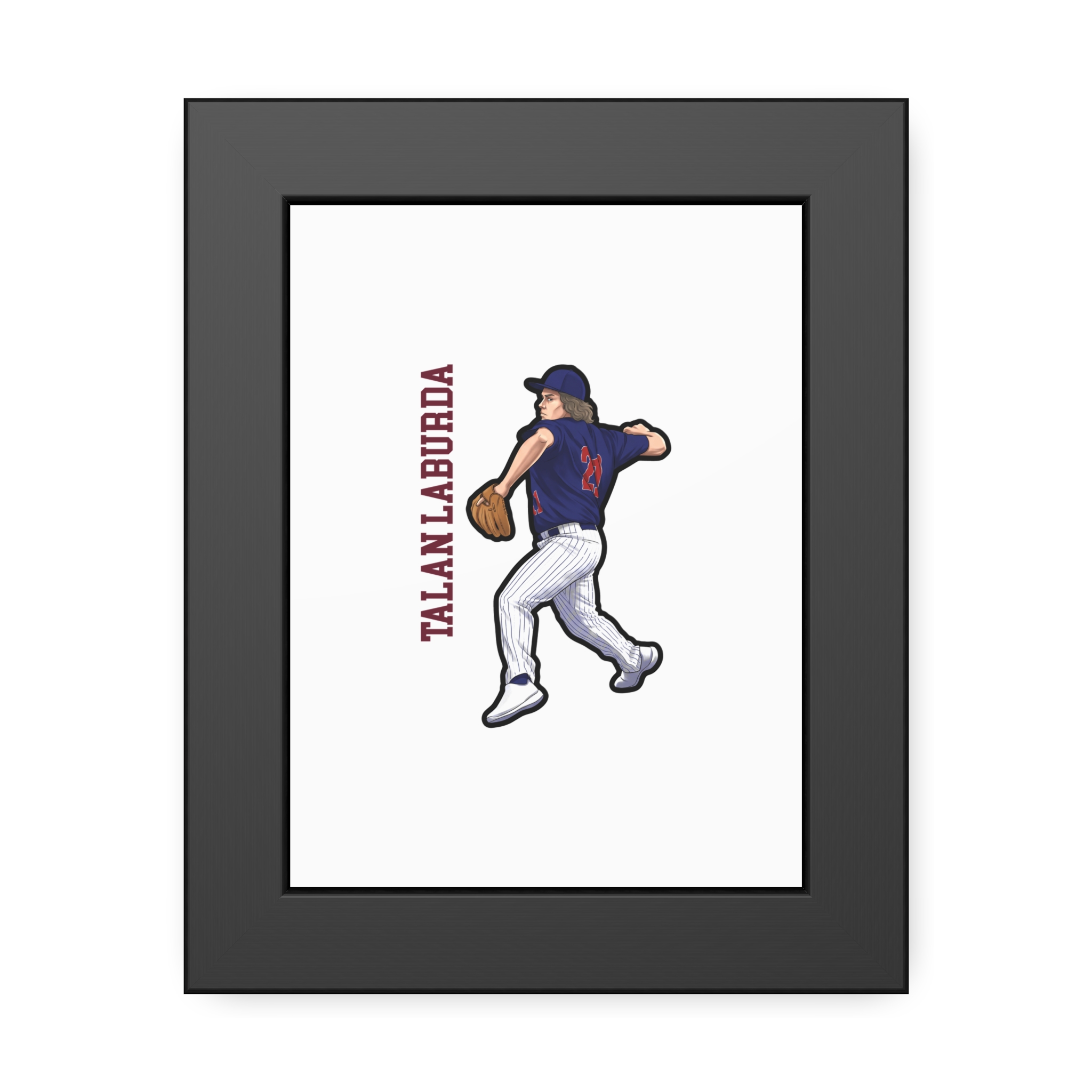 Framed Poster — character_name_vertical in Black
