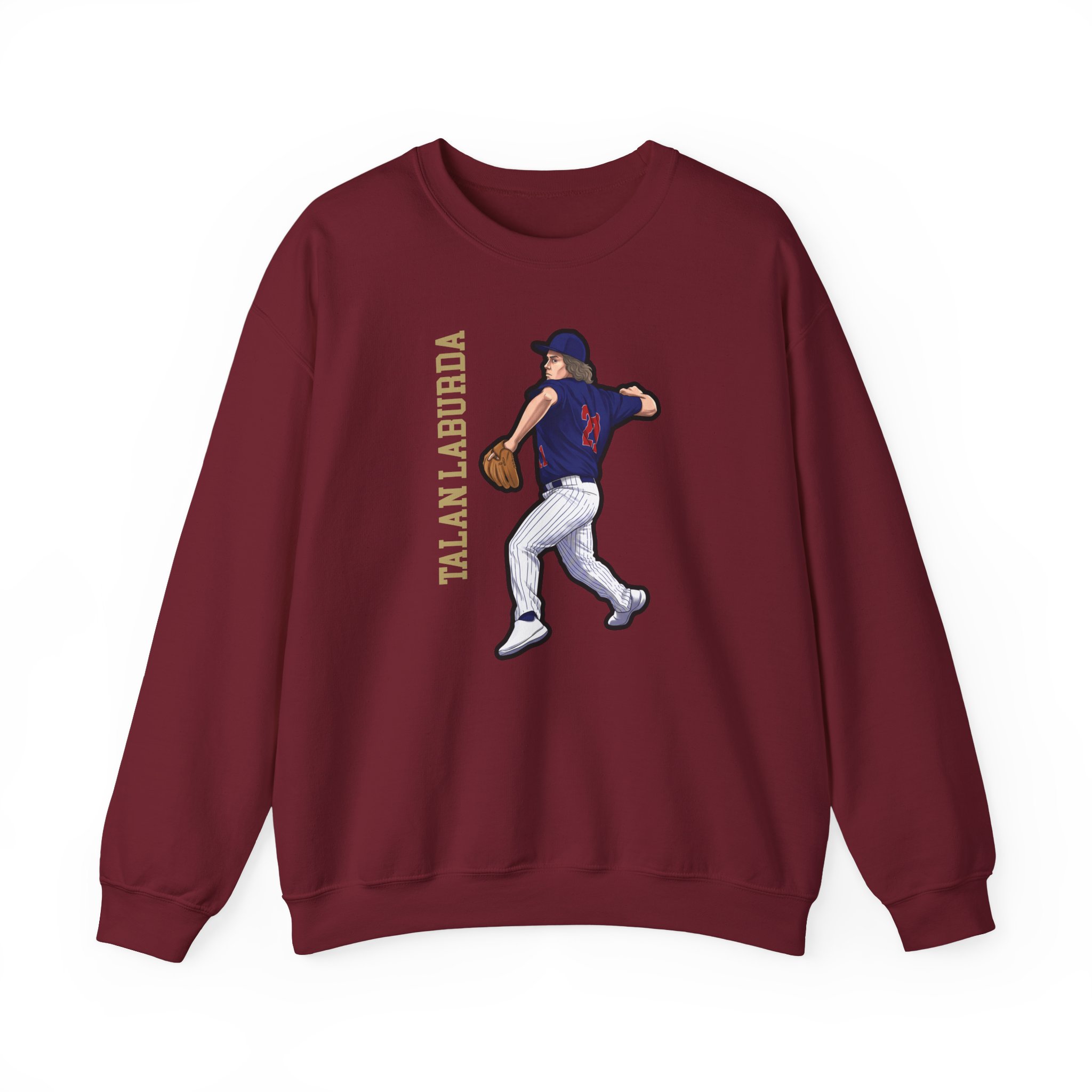 Crewneck Sweatshirt — character_name_vertical in Garnet