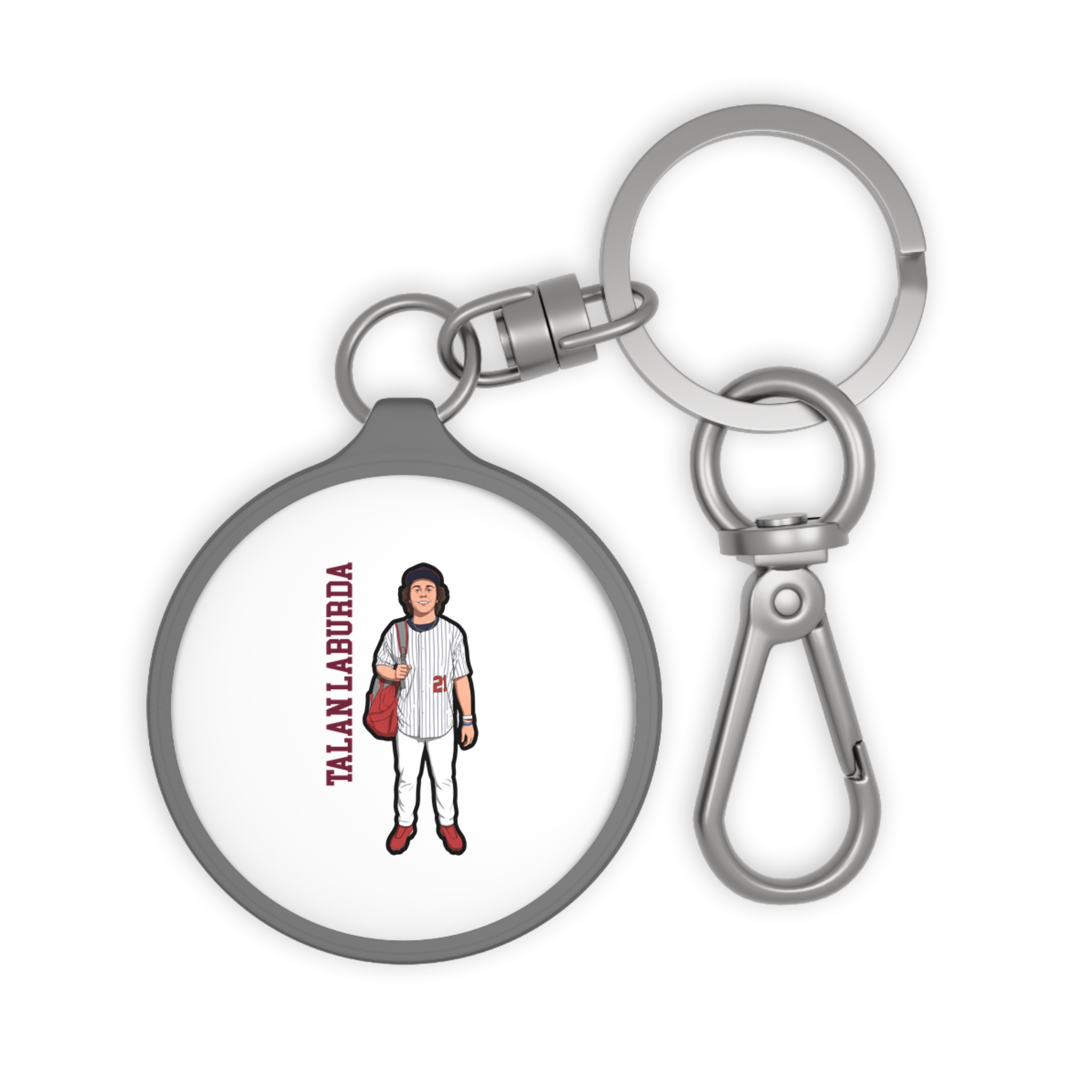 Keychain — character_name_vertical in Grey
