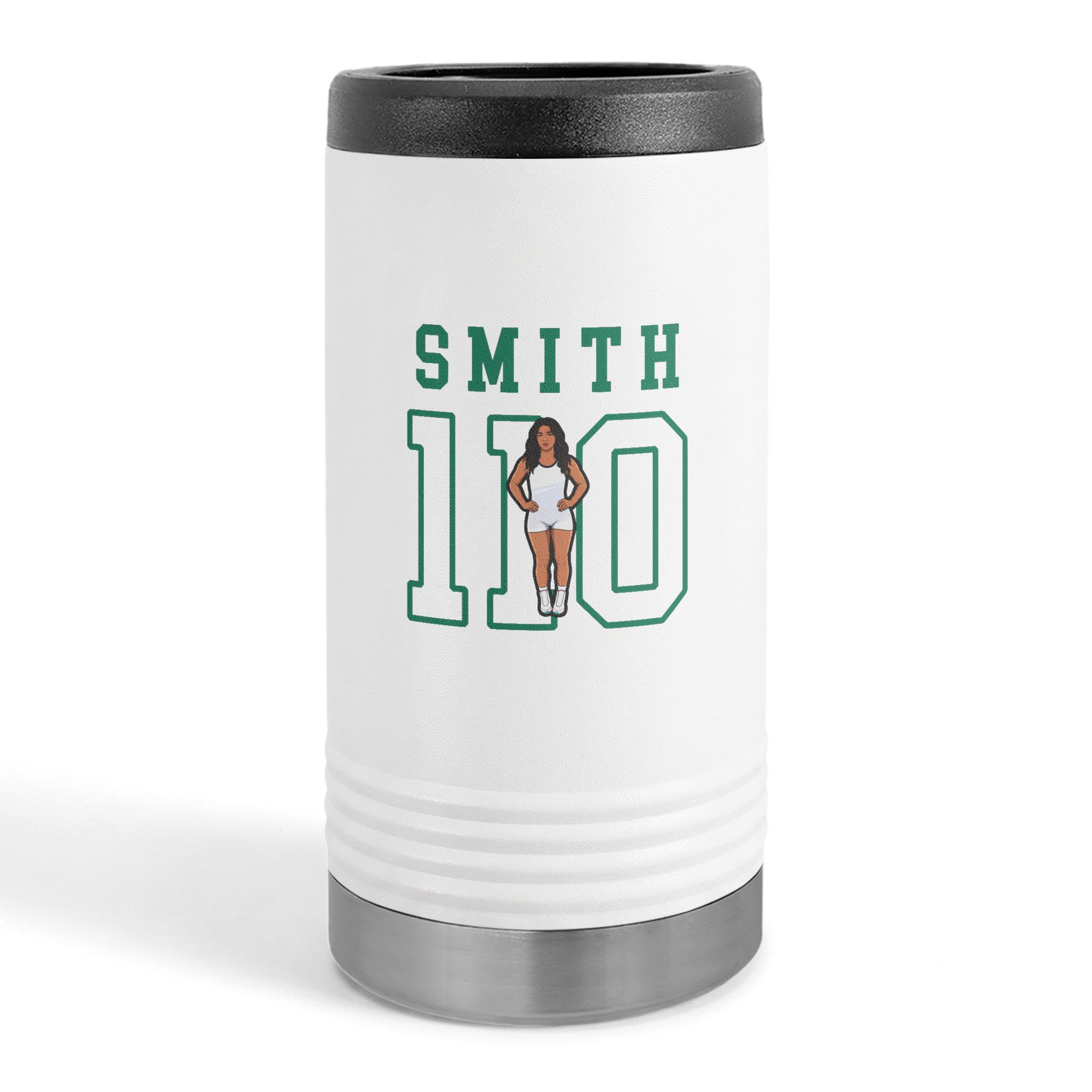 Slim Stainless Can Cooler — character_shirsey in White