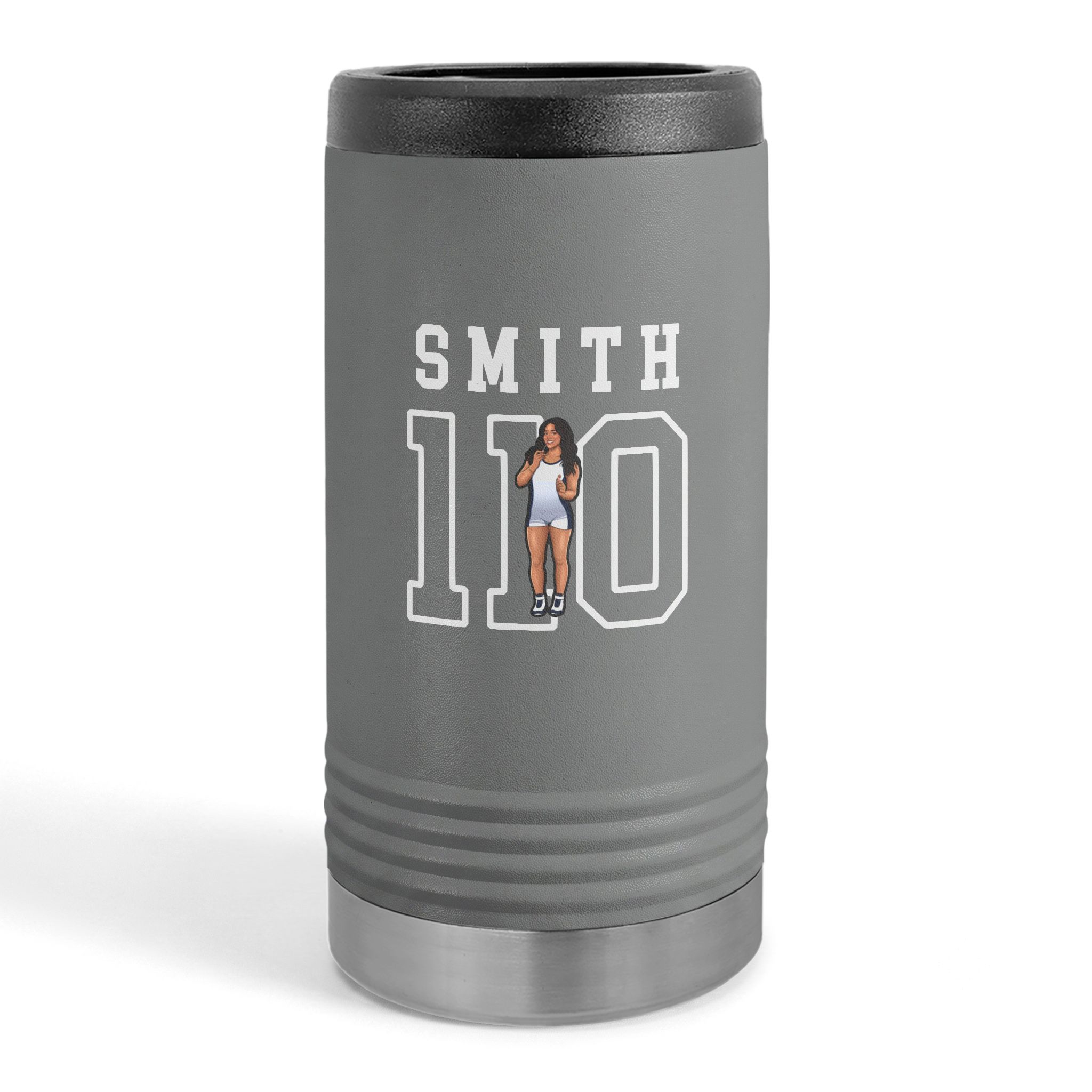 Slim Stainless Can Cooler — character_shirsey in Grey
