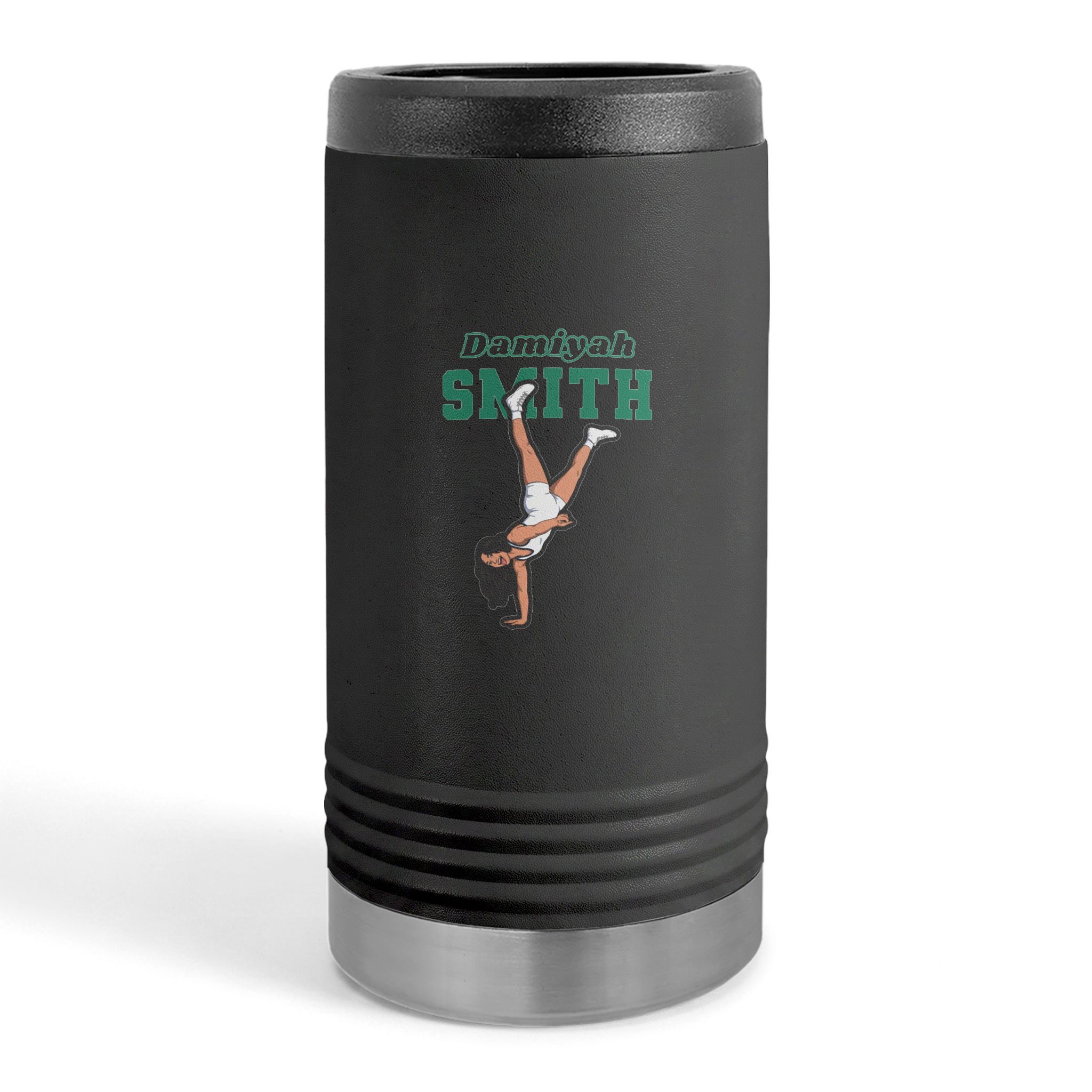 Slim Stainless Can Cooler — character_name_arch in Black