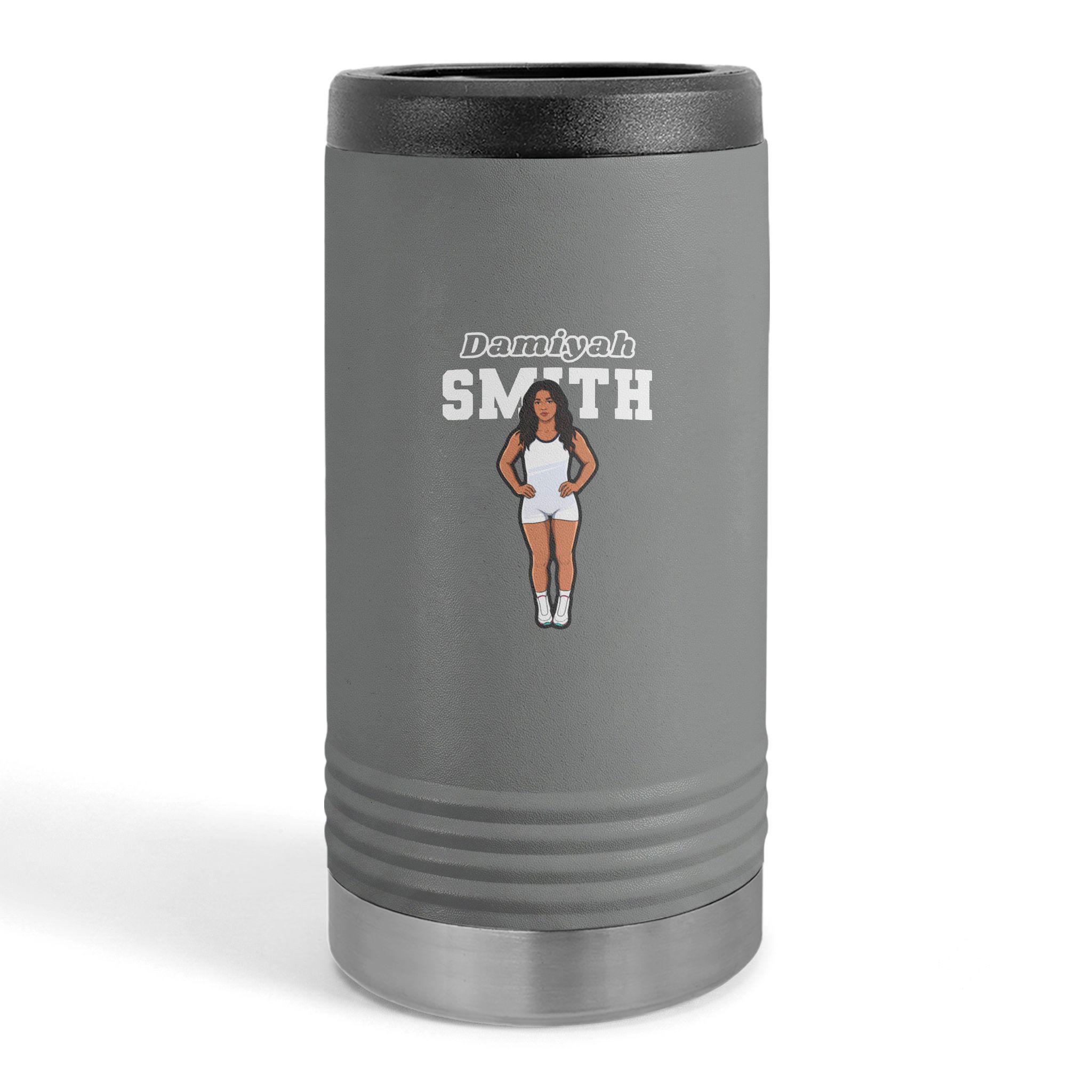 Slim Stainless Can Cooler — character_name_arch in Grey