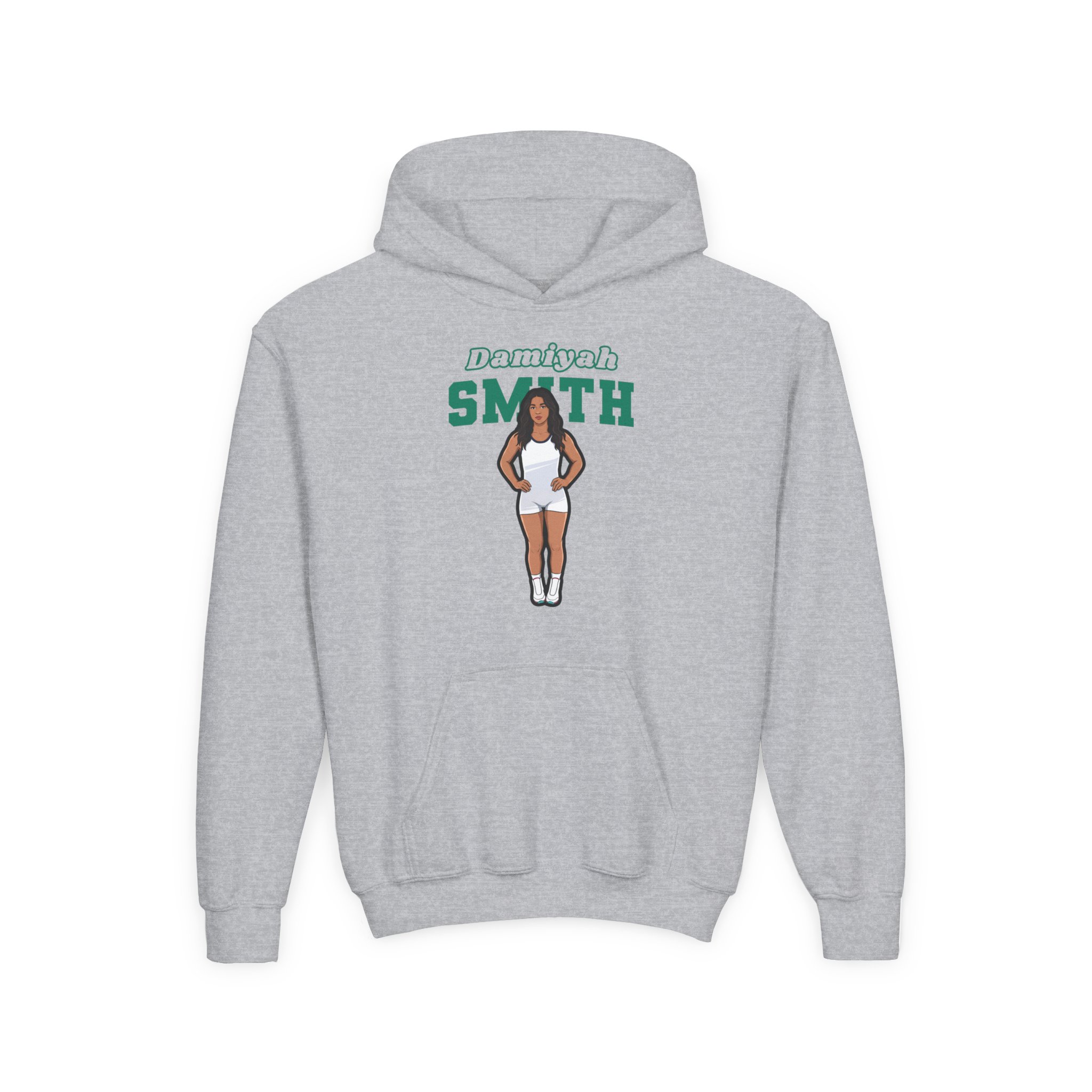 Youth Hoodie — character_name_arch in Grey