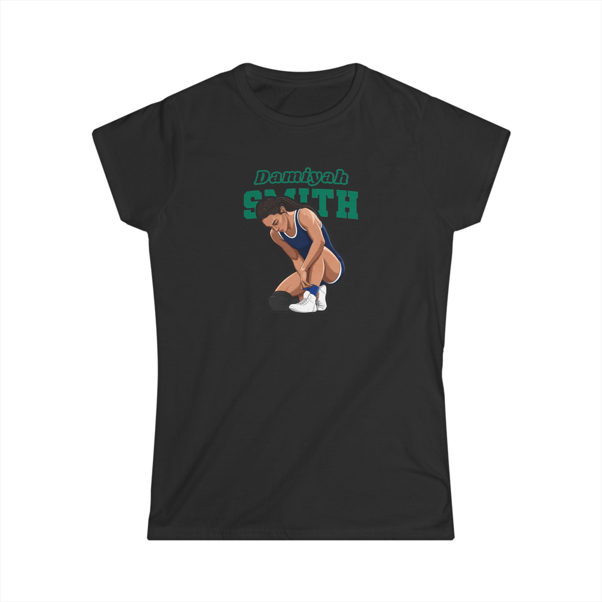 Women's Softstyle Tee — character_name_arch in Black