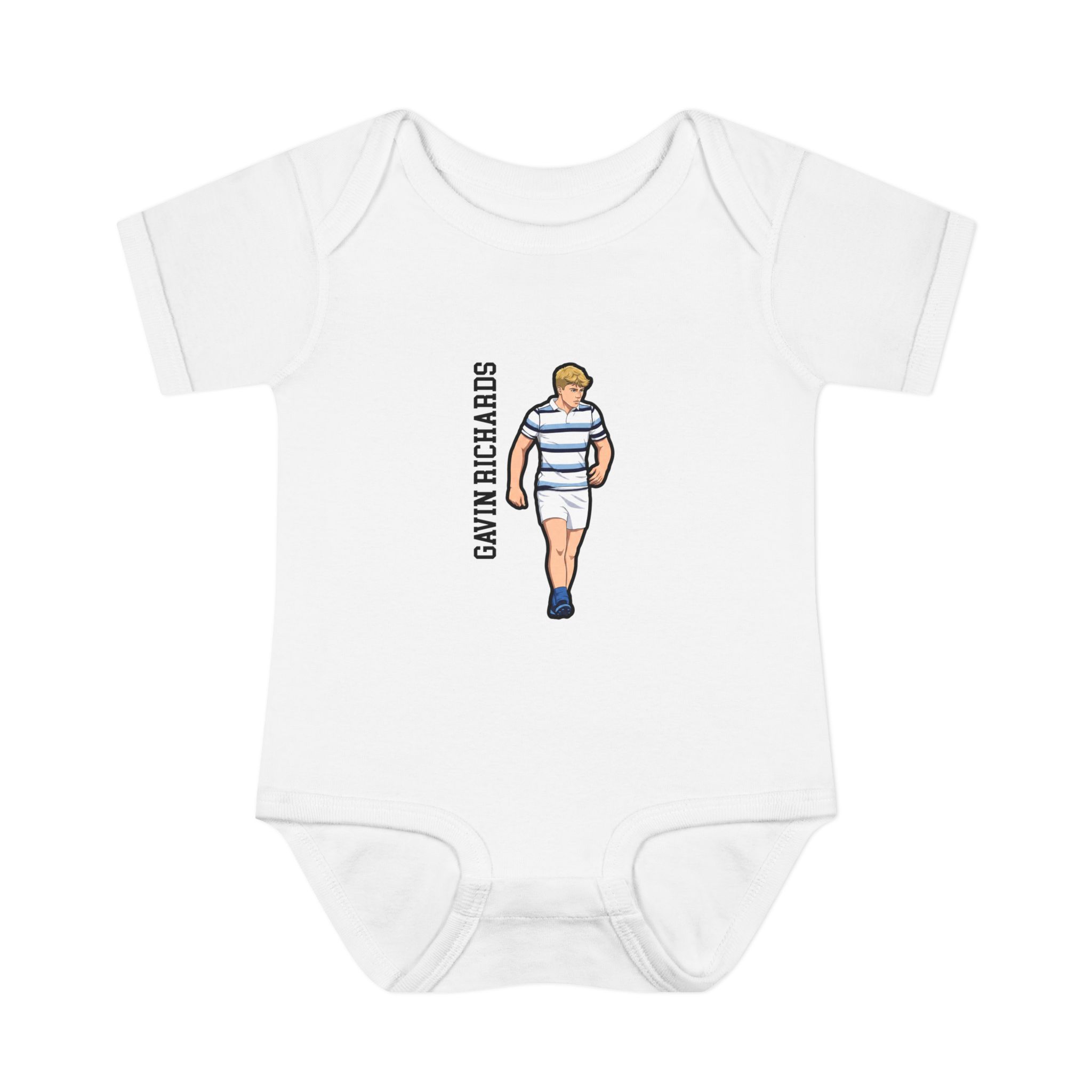 Baby Onesie — character_name_vertical in White
