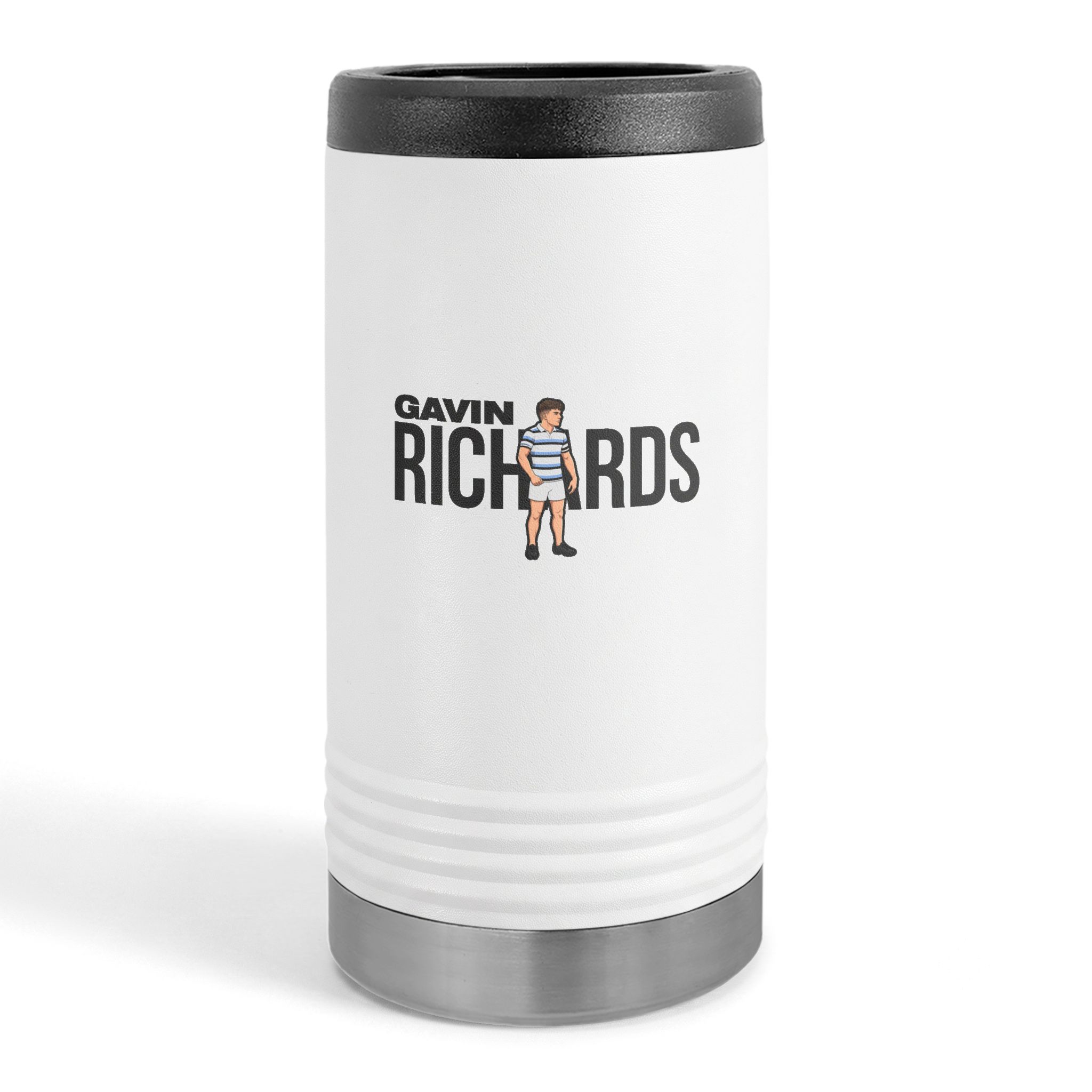 Slim Stainless Can Cooler — character_player_name in White