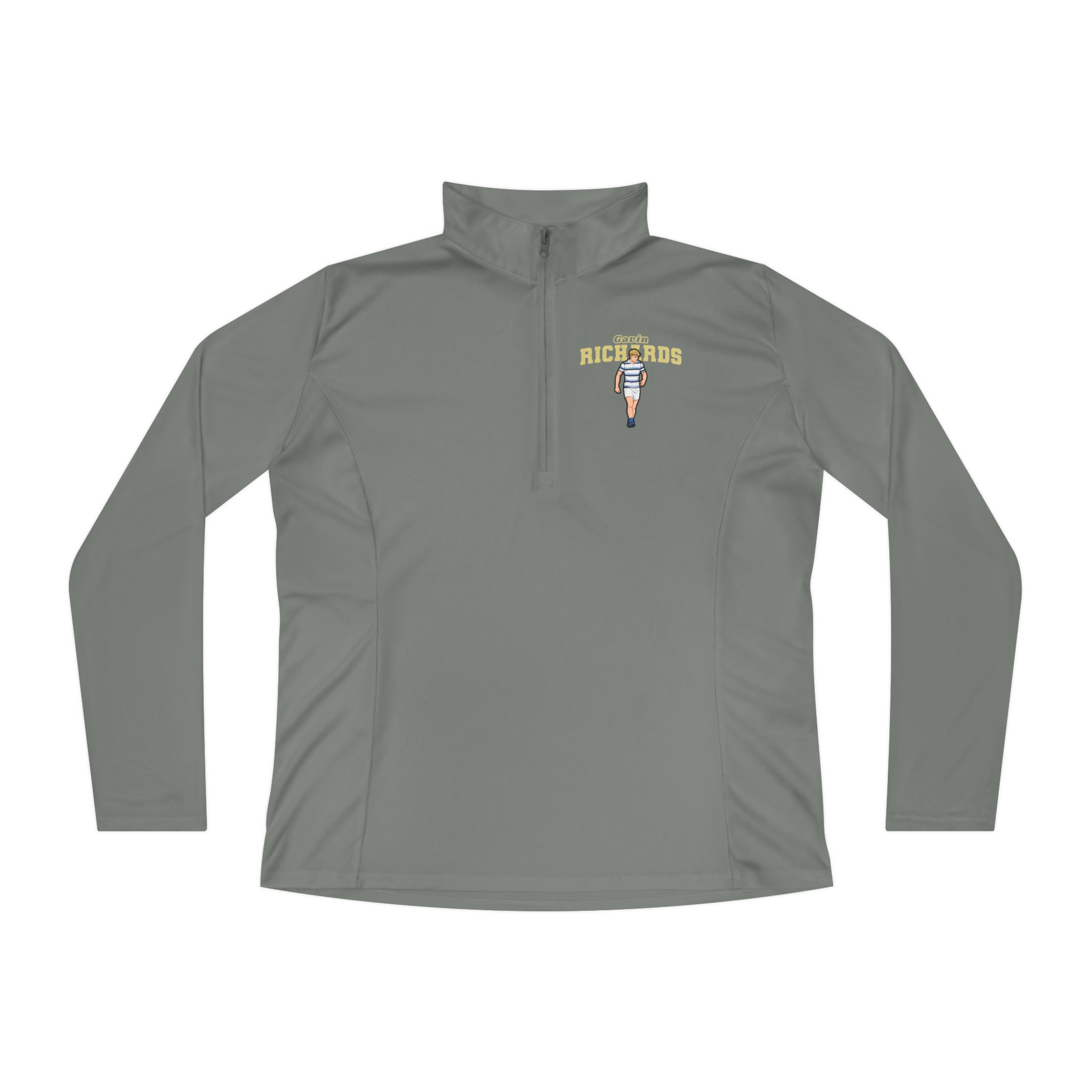 Women's Q-Zip Pullover — character_name_arch in Grey