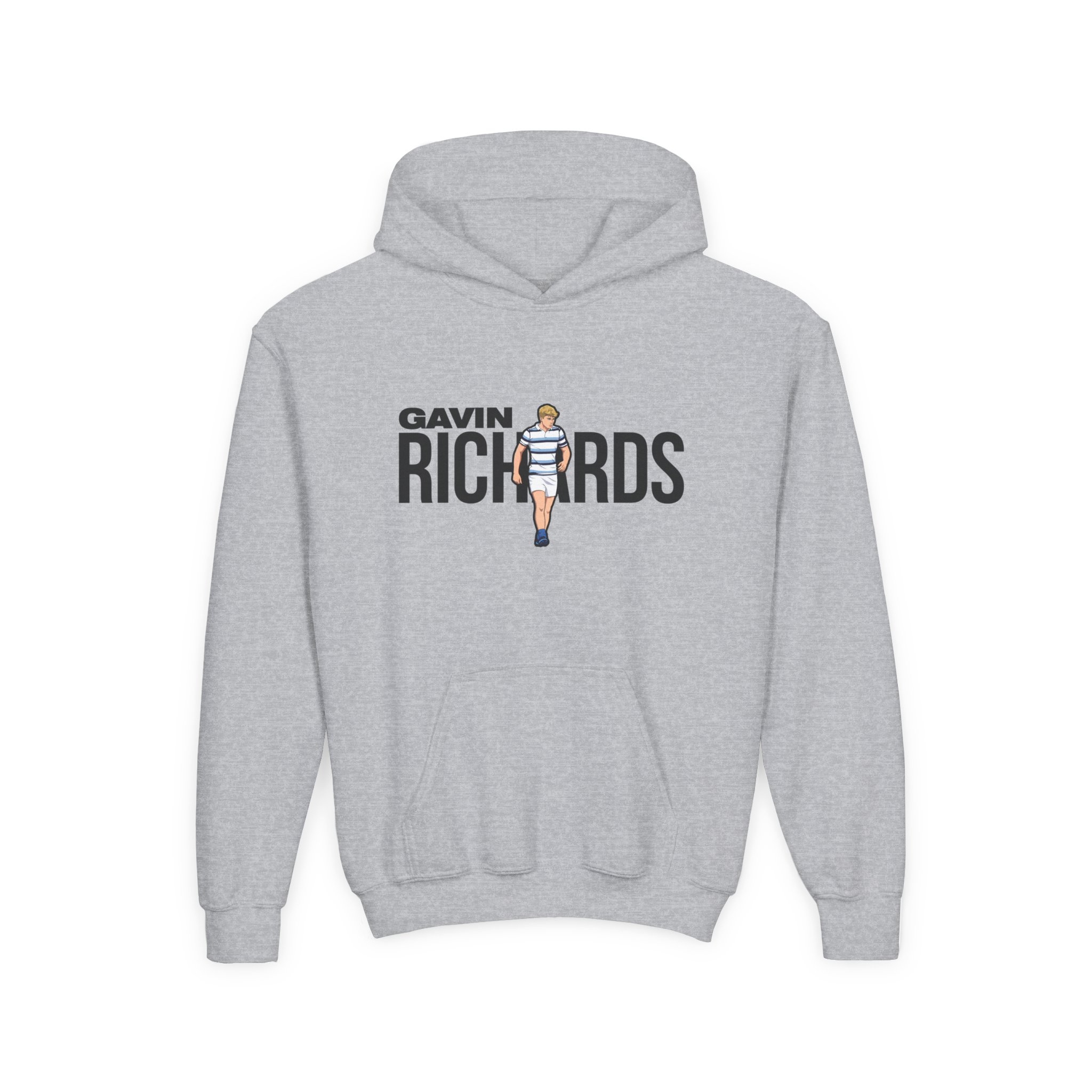 Youth Hoodie — character_player_name in Grey