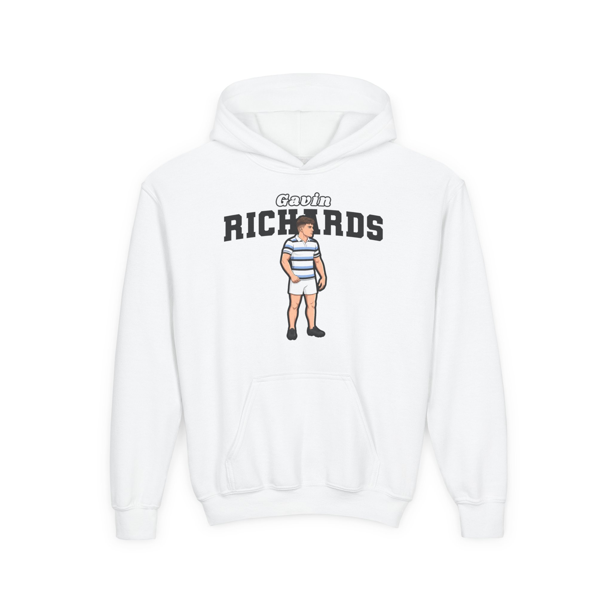 Youth Hoodie — character_name_arch in White