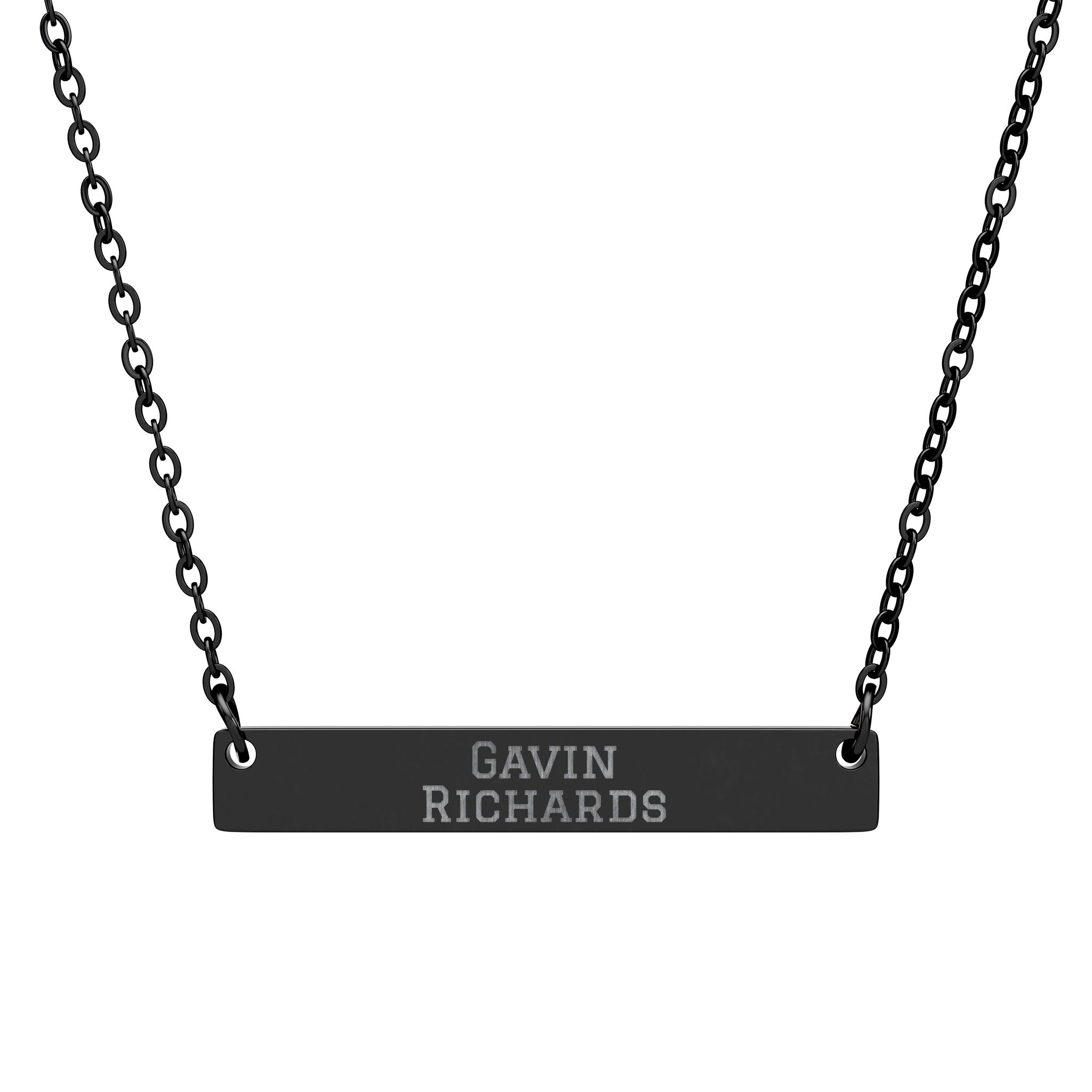 Engraved Bar Necklace — Classic in Black