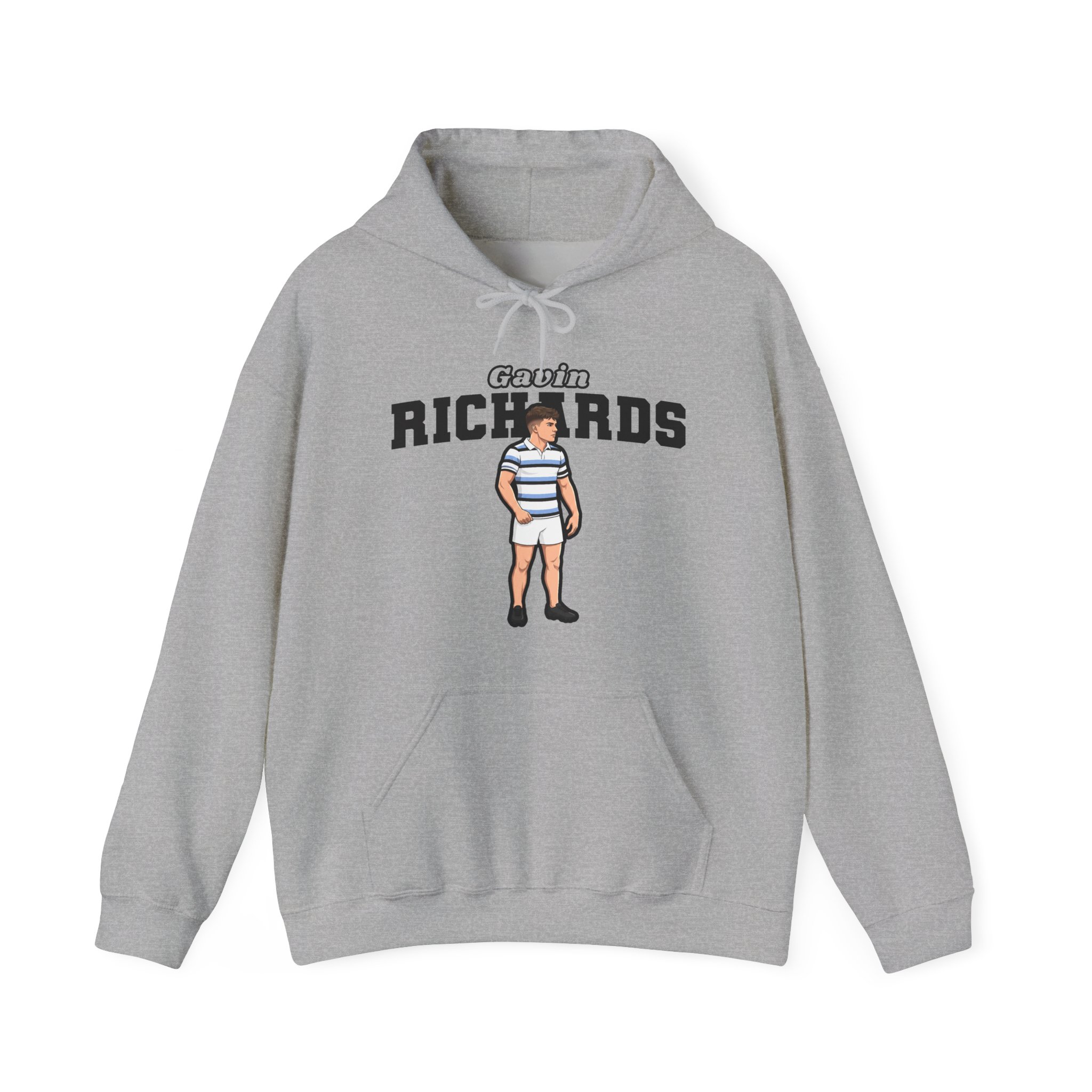 Hoodie — character_name_arch in Grey
