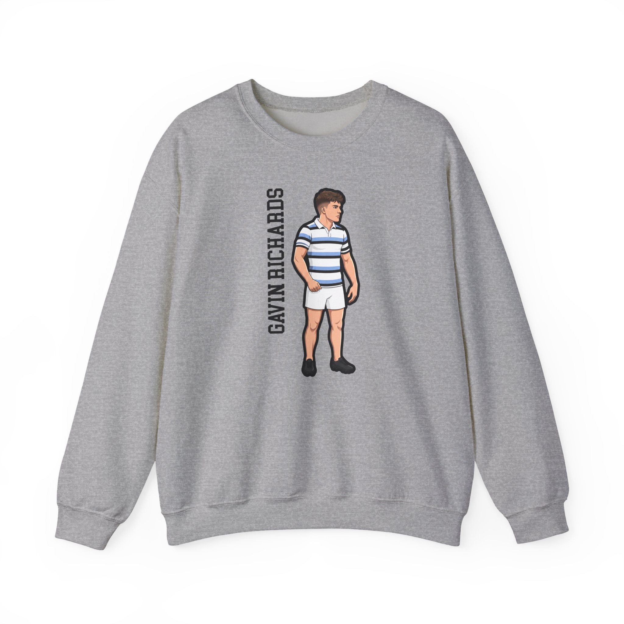 Crewneck Sweatshirt — character_name_vertical in Grey